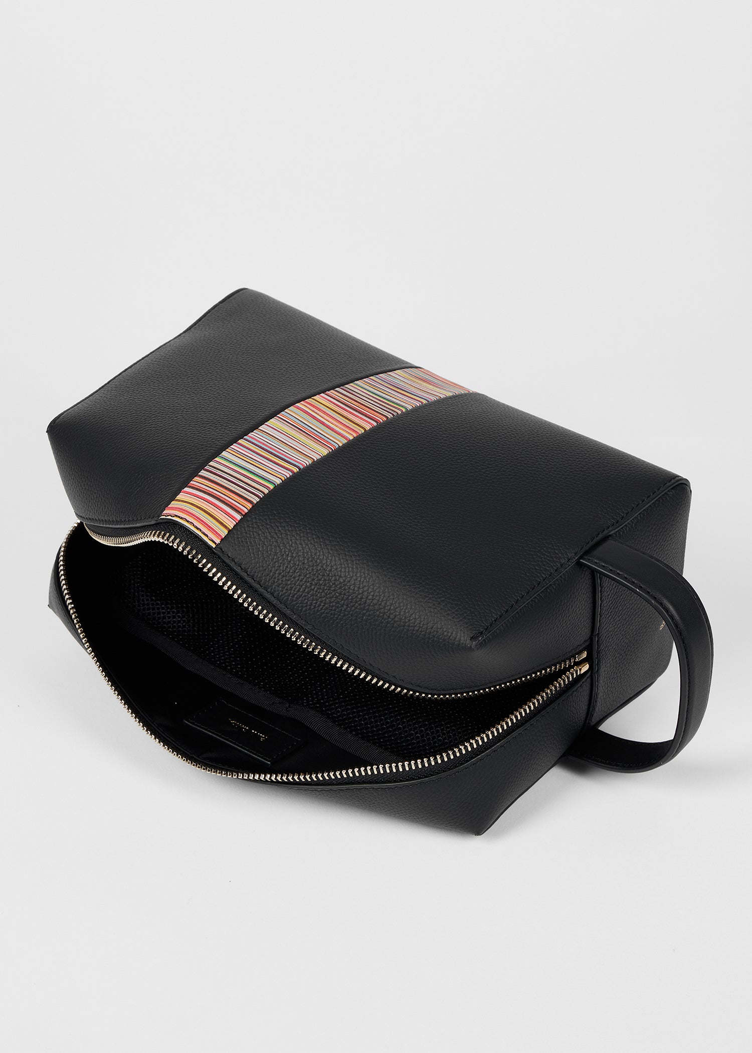 Leather Signature Stripe Washbag