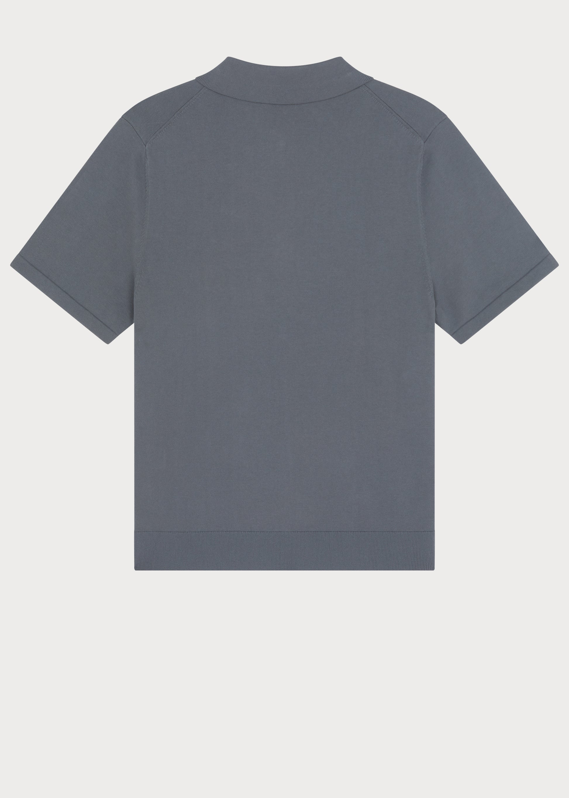 Sports Stripe Zip Knitted Cotton Polo Shirt