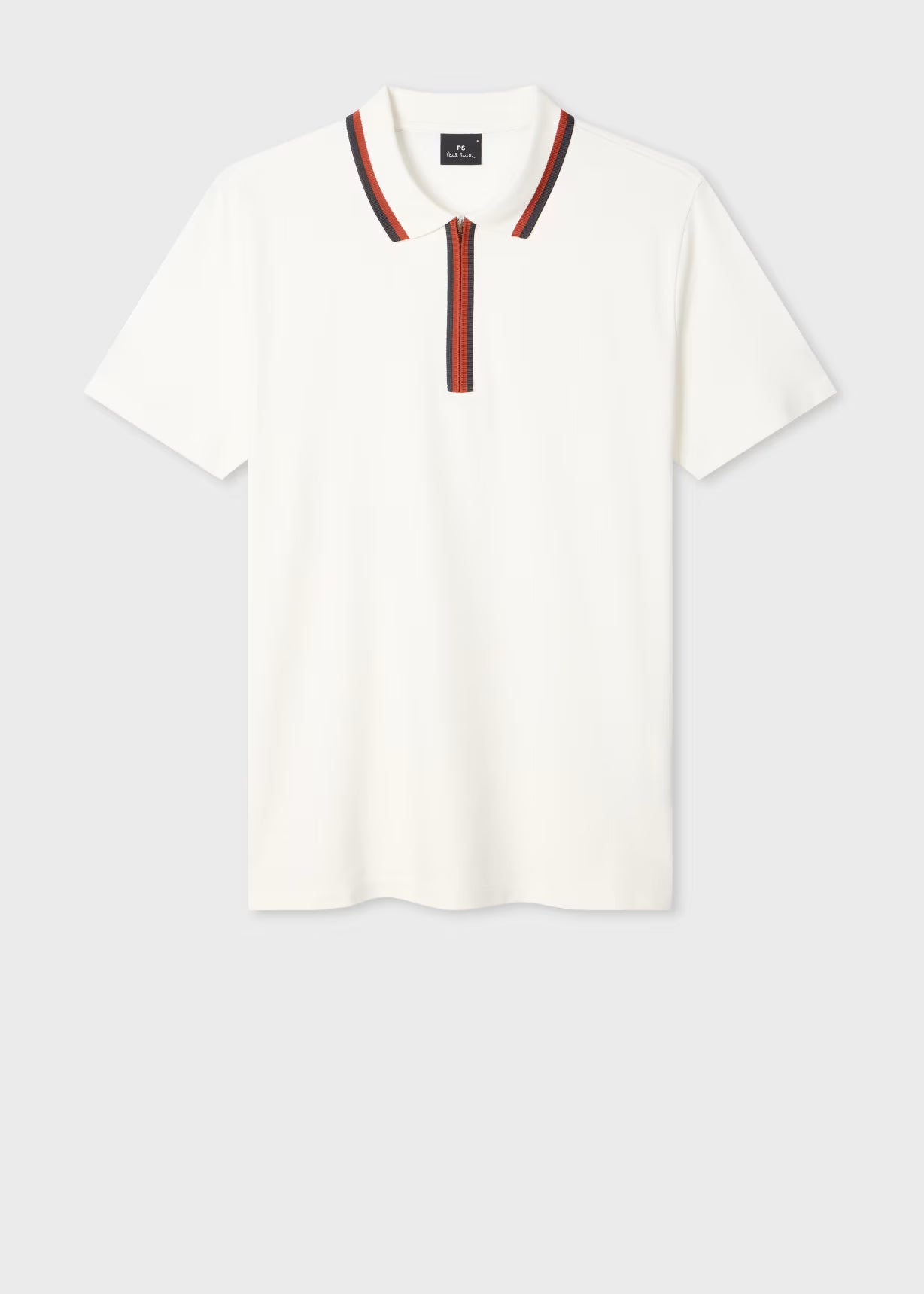 Regular Fit Zip Polo Shirt Off White