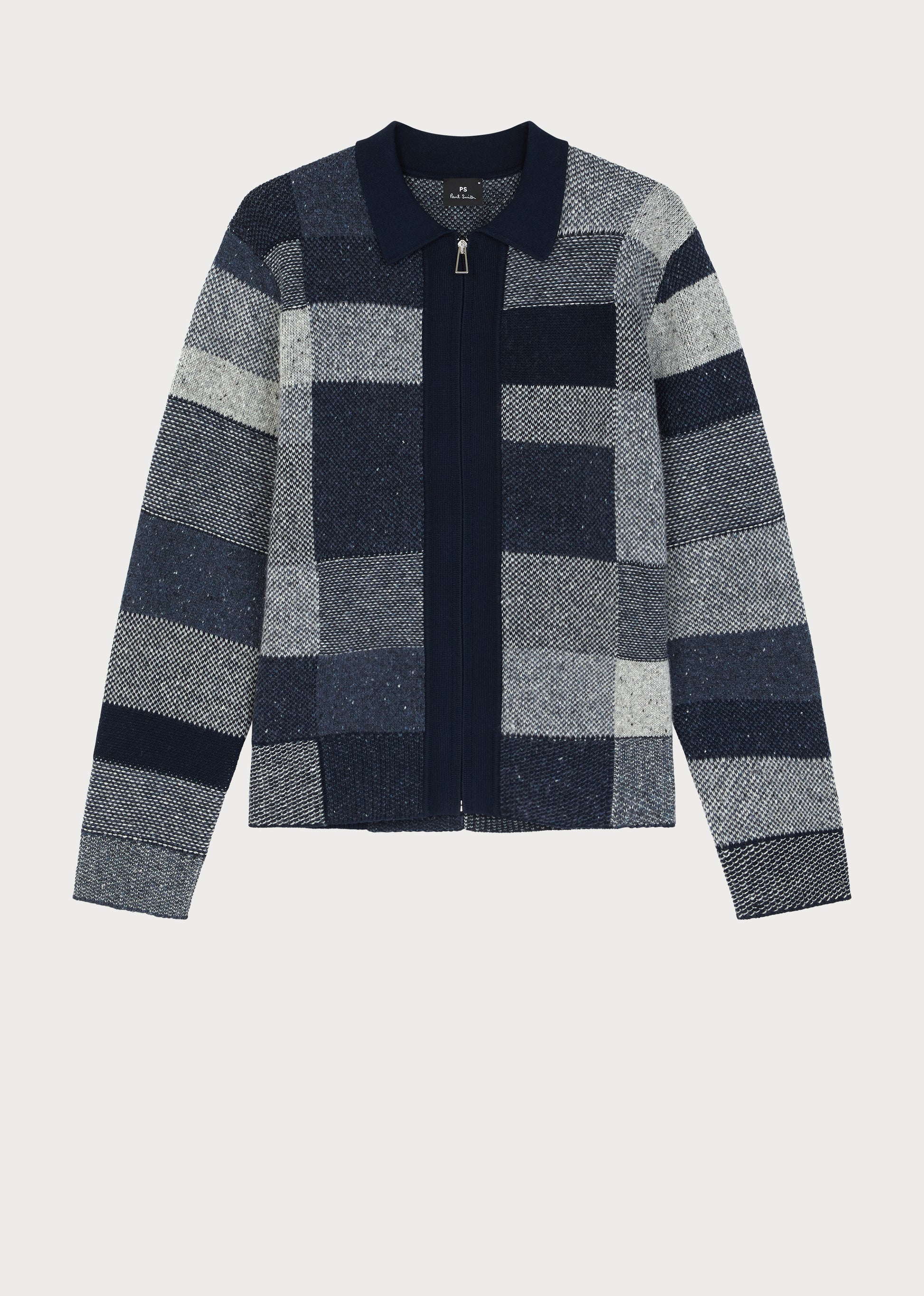 Tonal Patchwork Zip-Through Cardigan