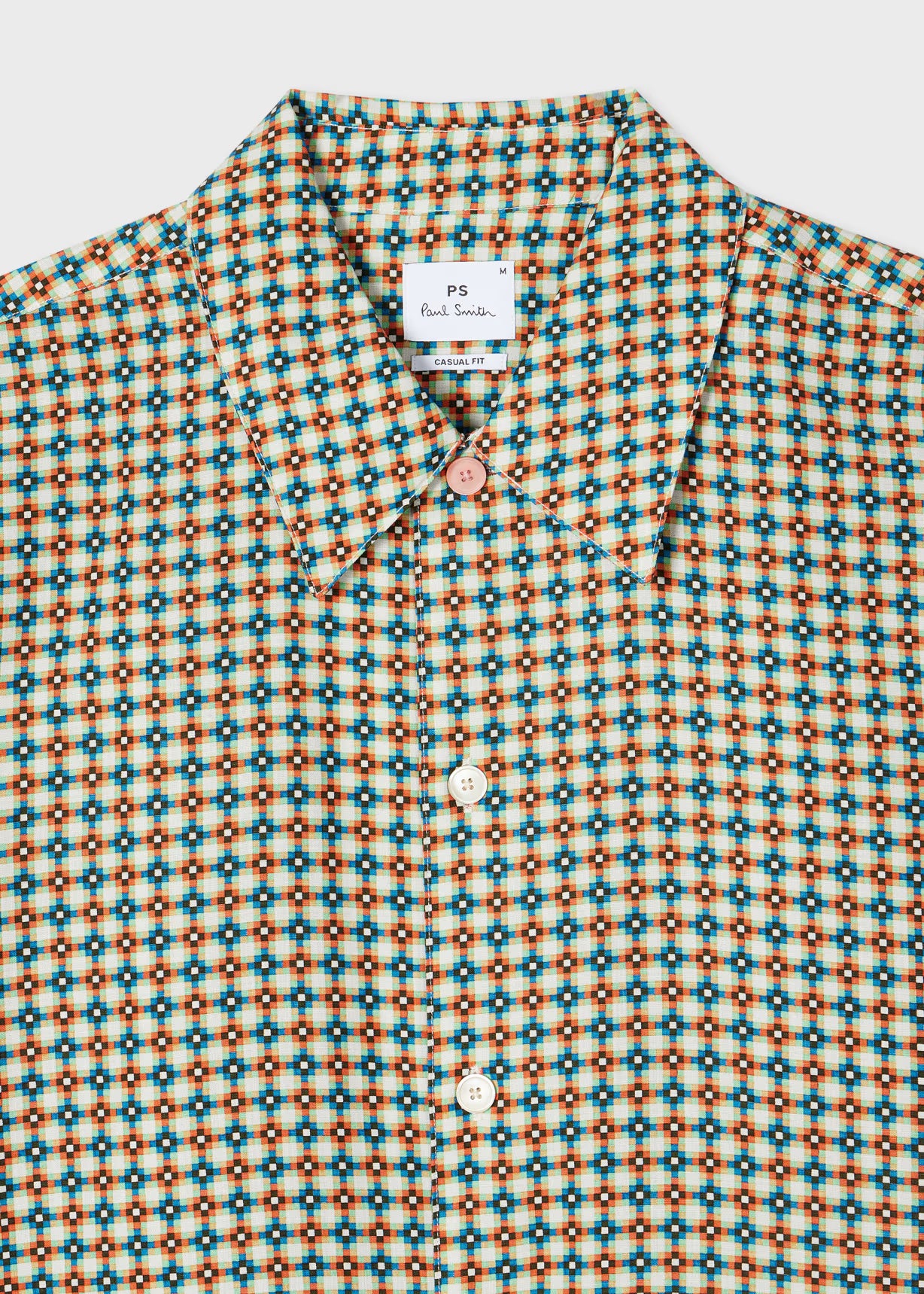 Ecru Geo Tile Print Lyocell-Cotton Shirt