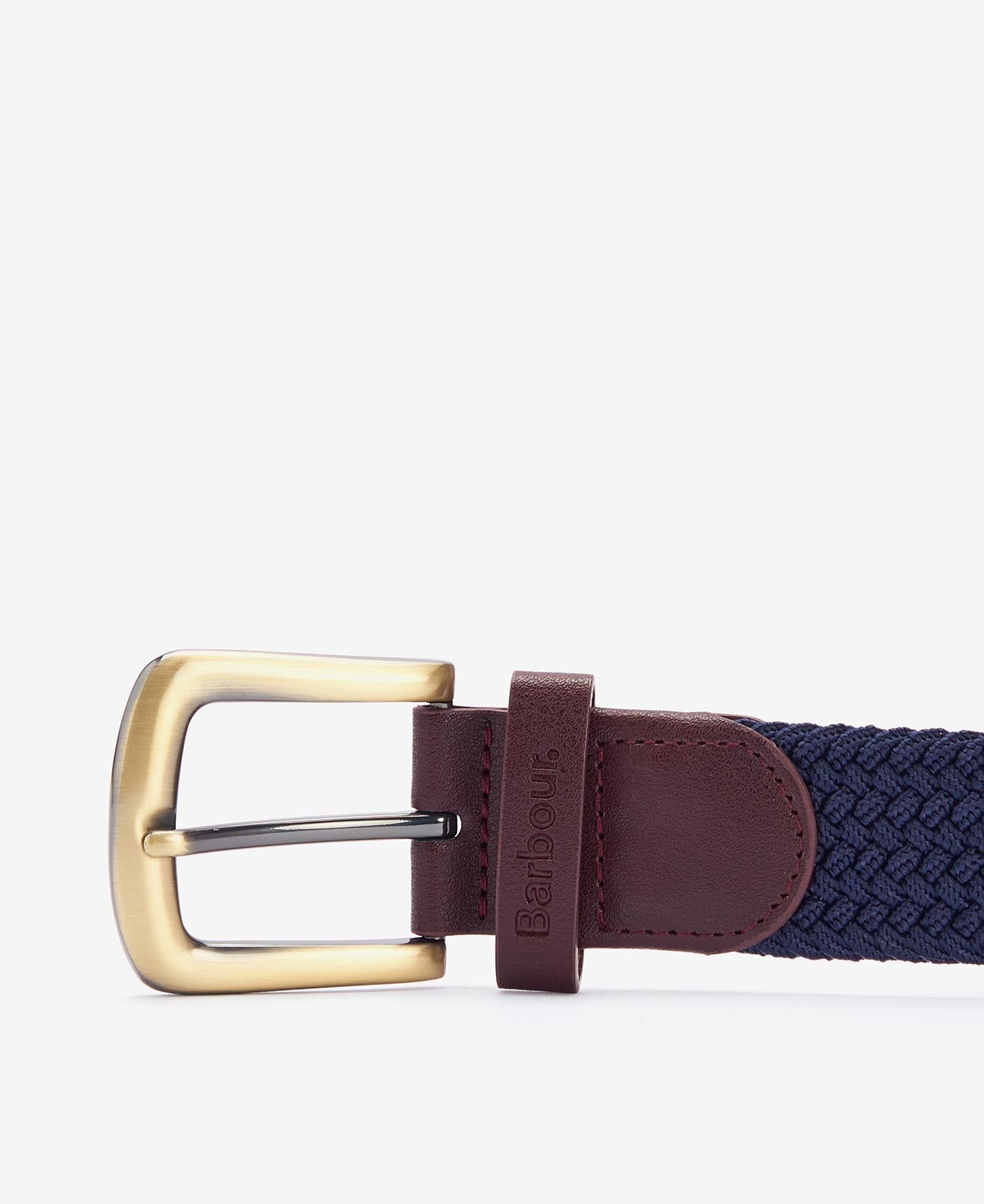 Stretch Webbing Leather Belt Navy