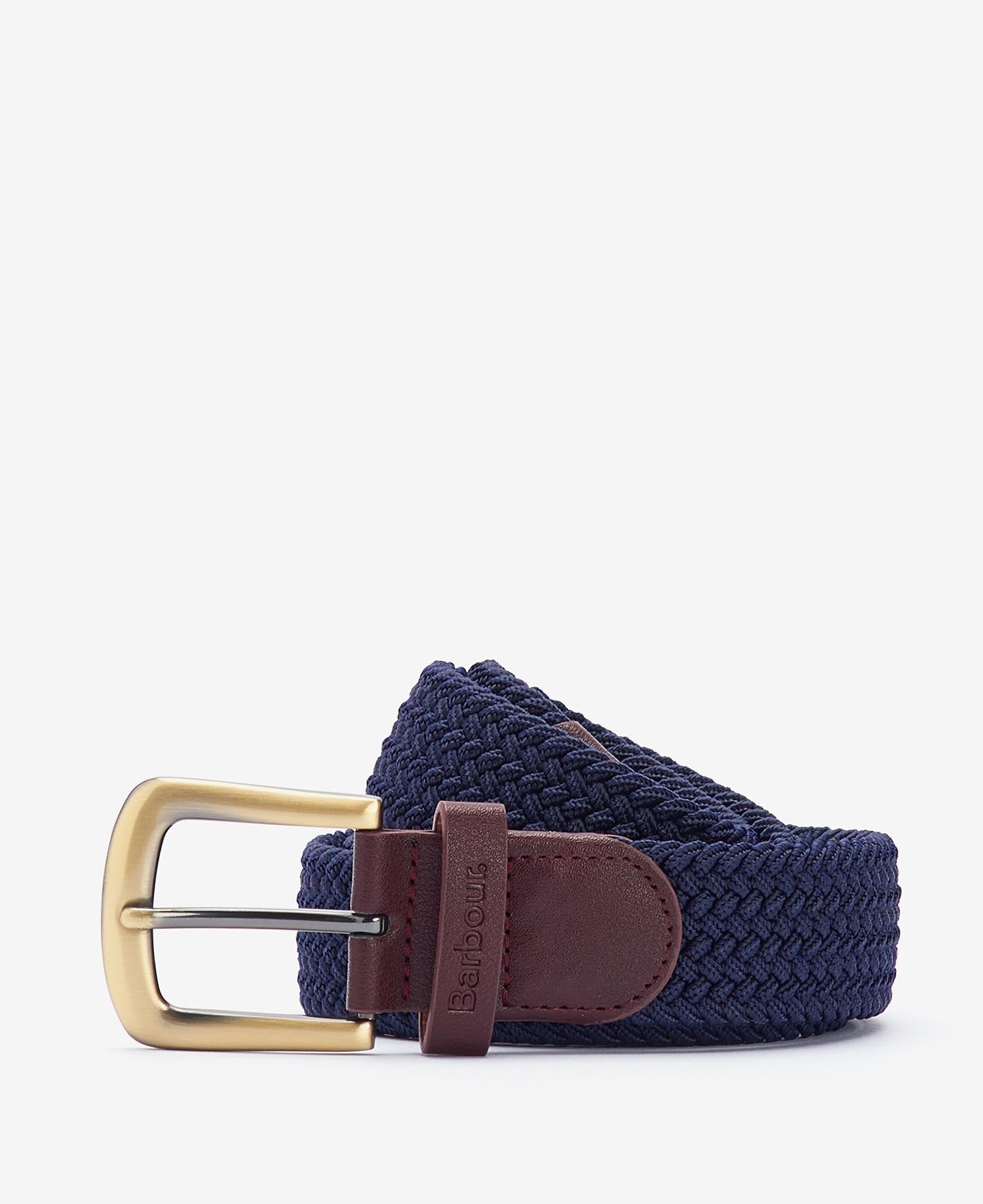 Stretch Webbing Leather Belt Navy