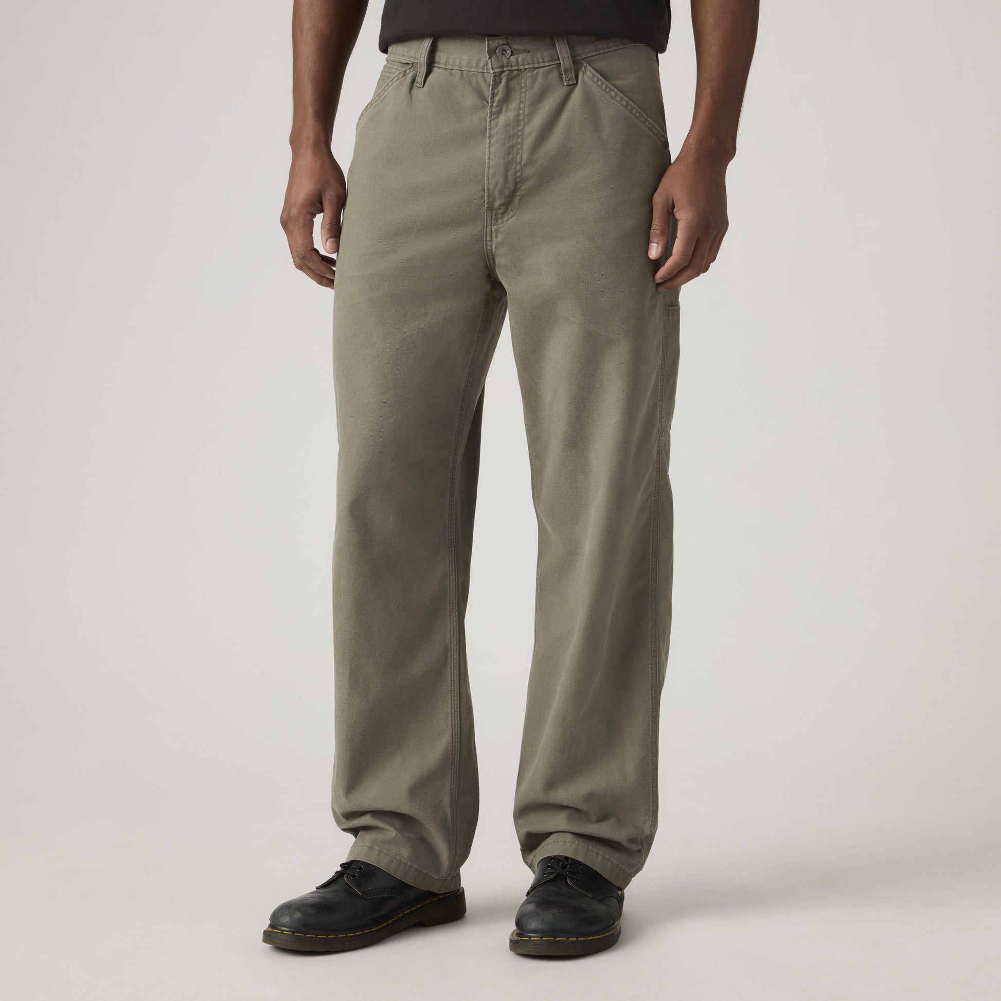 568 Loose Straight Carpenter Trousers Dried Oregano