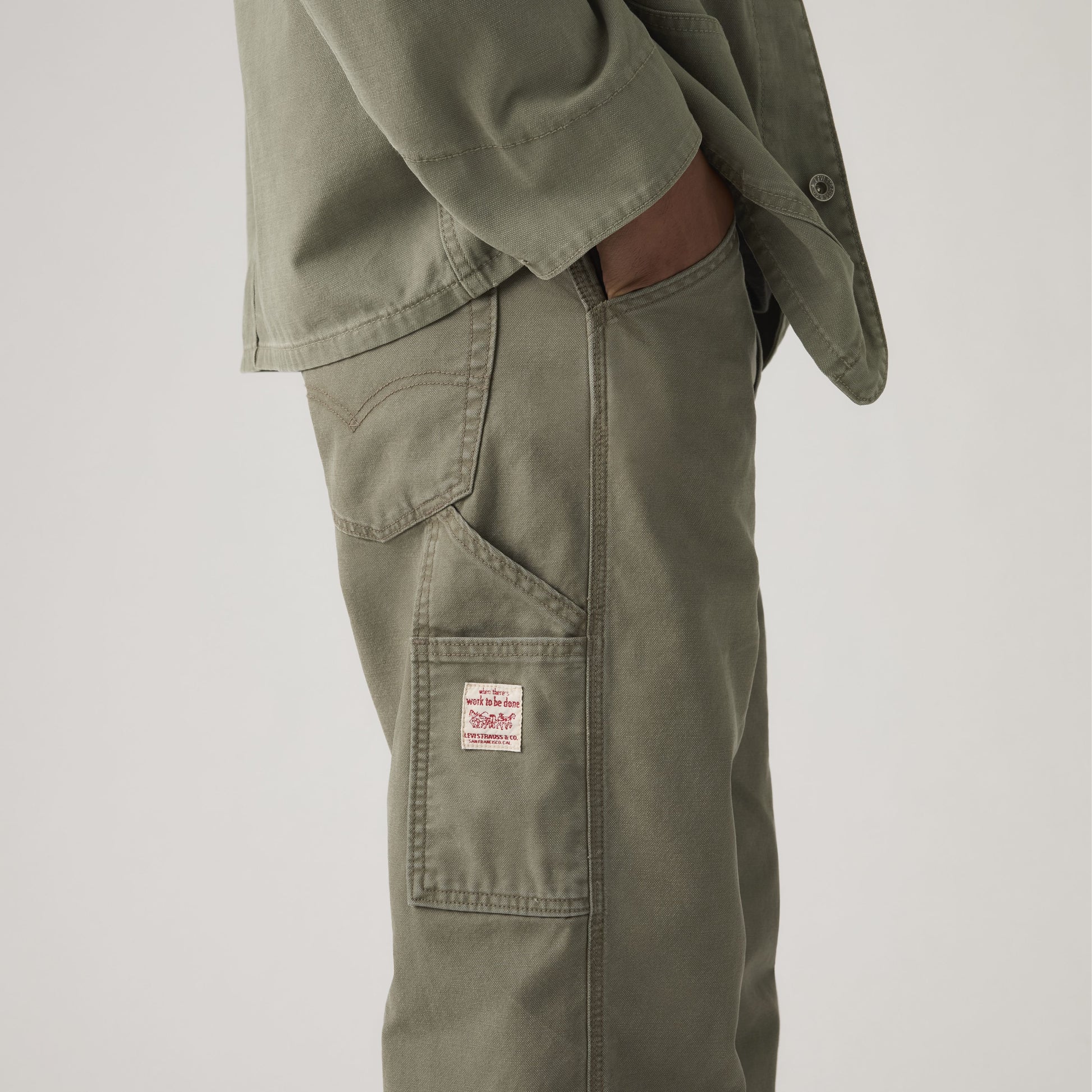 568 Loose Straight Carpenter Trousers Dried Oregano