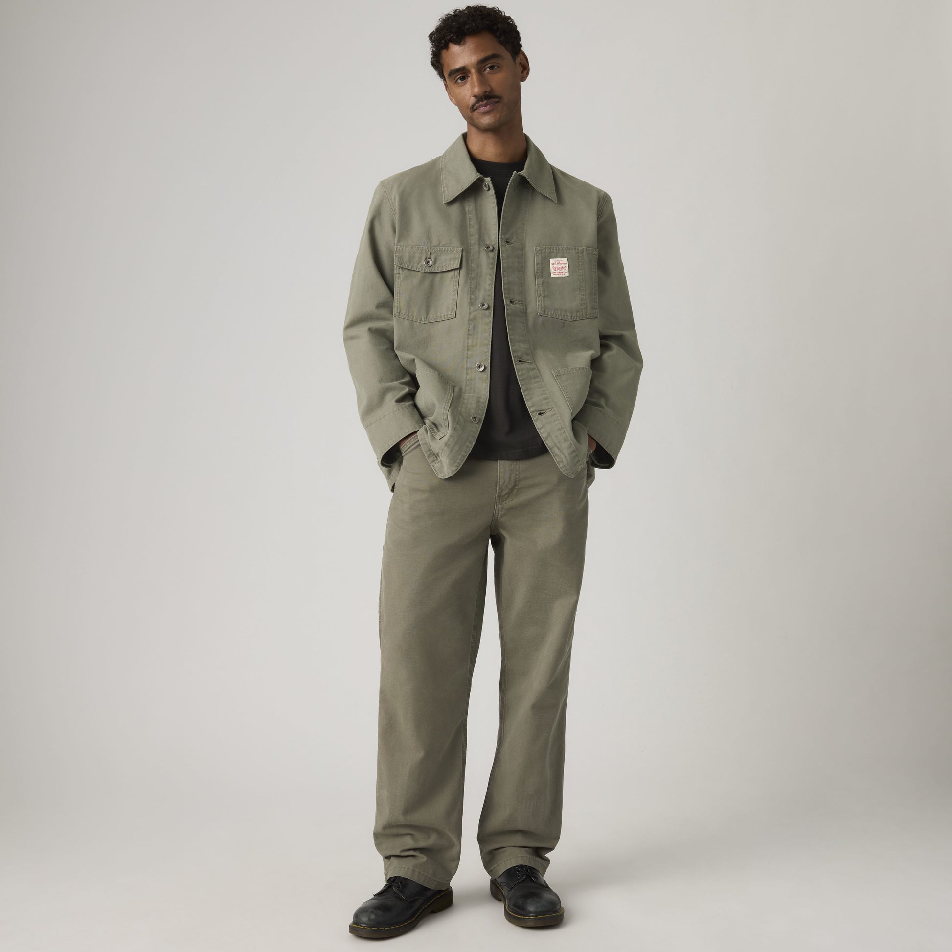 568 Loose Straight Carpenter Trousers Dried Oregano