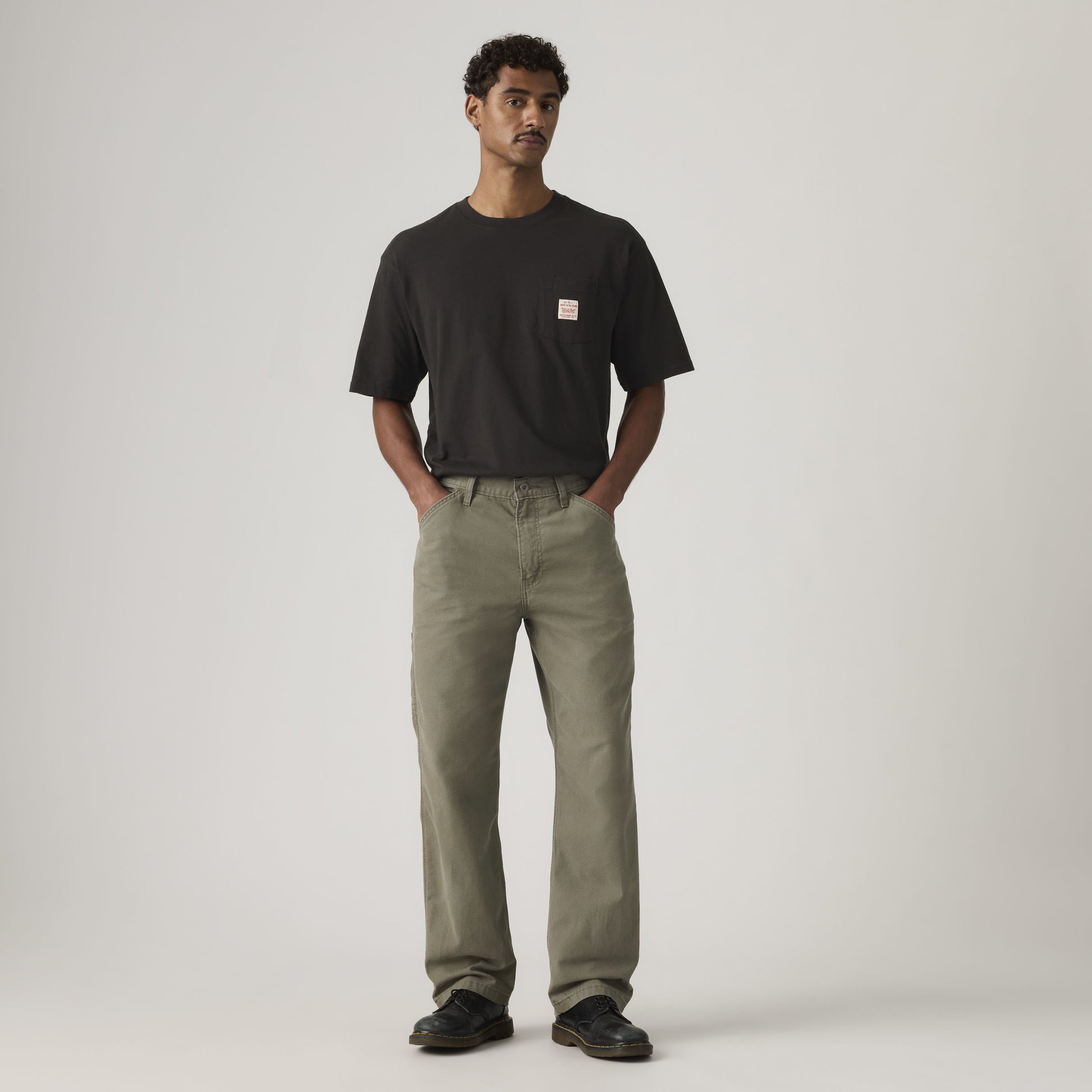 568 Loose Straight Carpenter Trousers Dried Oregano
