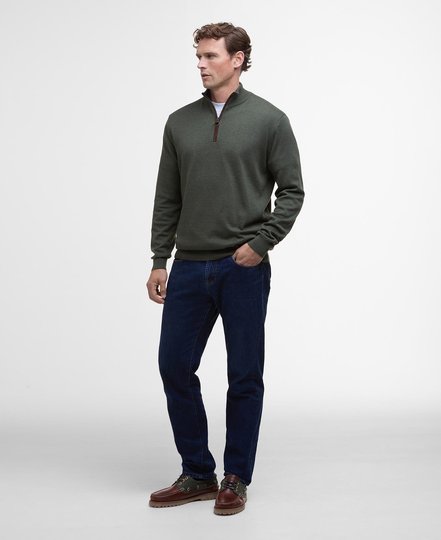 Bayfield Knitted Half Zip Jumper Olive
