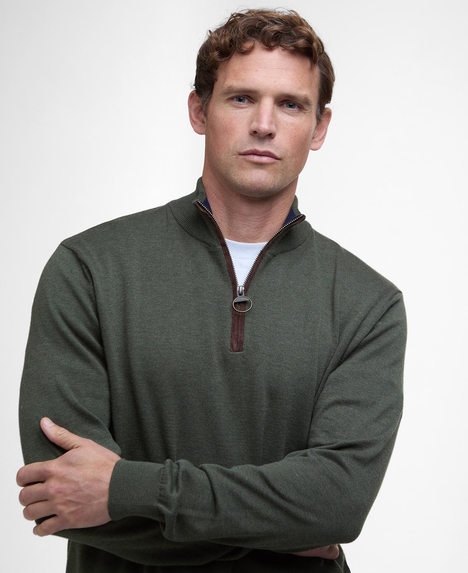 Bayfield Knitted Half Zip Jumper Olive