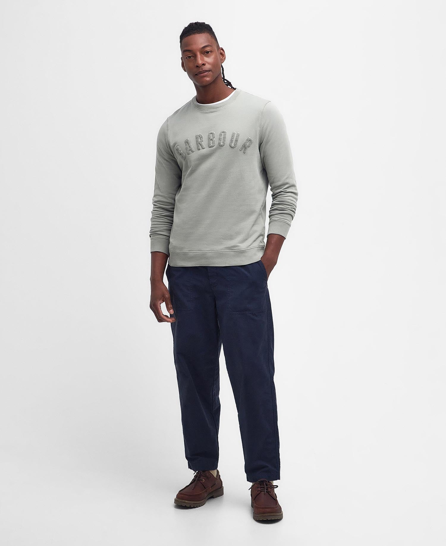 Men's Wash Prep Logo Crew Forest Fog