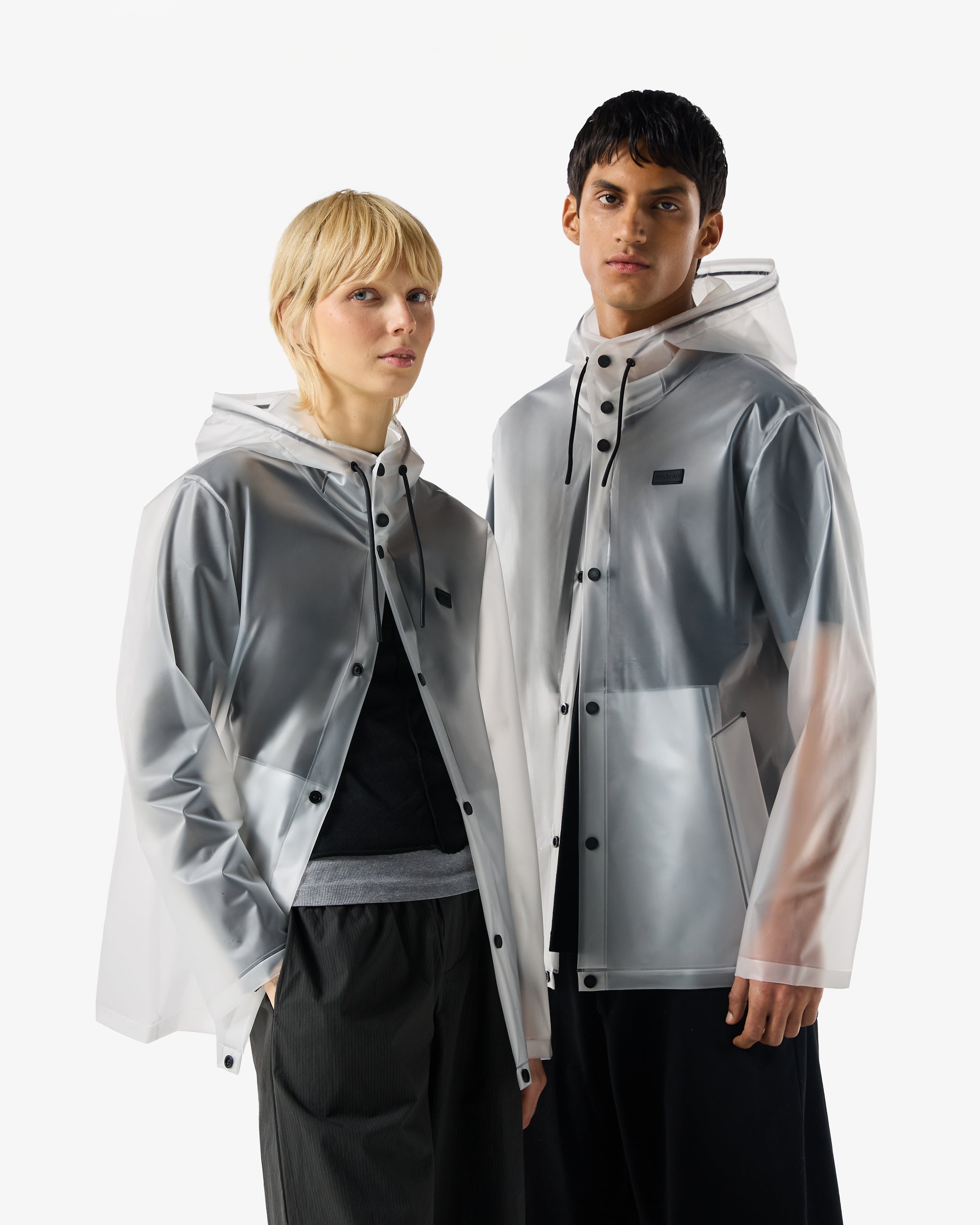 Unisex Izzy PU Hooded Jacket Clear Matte