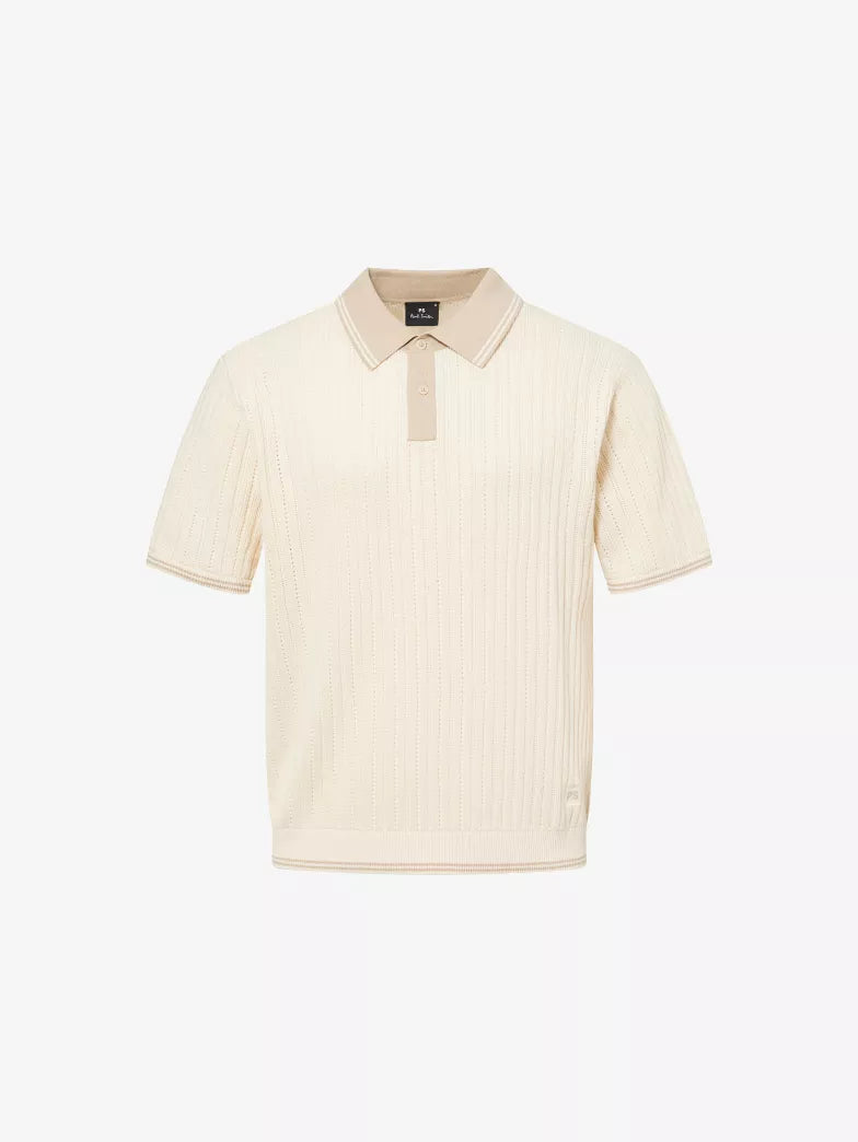 Jacquard Print Cotton Polo Shirt Ivory