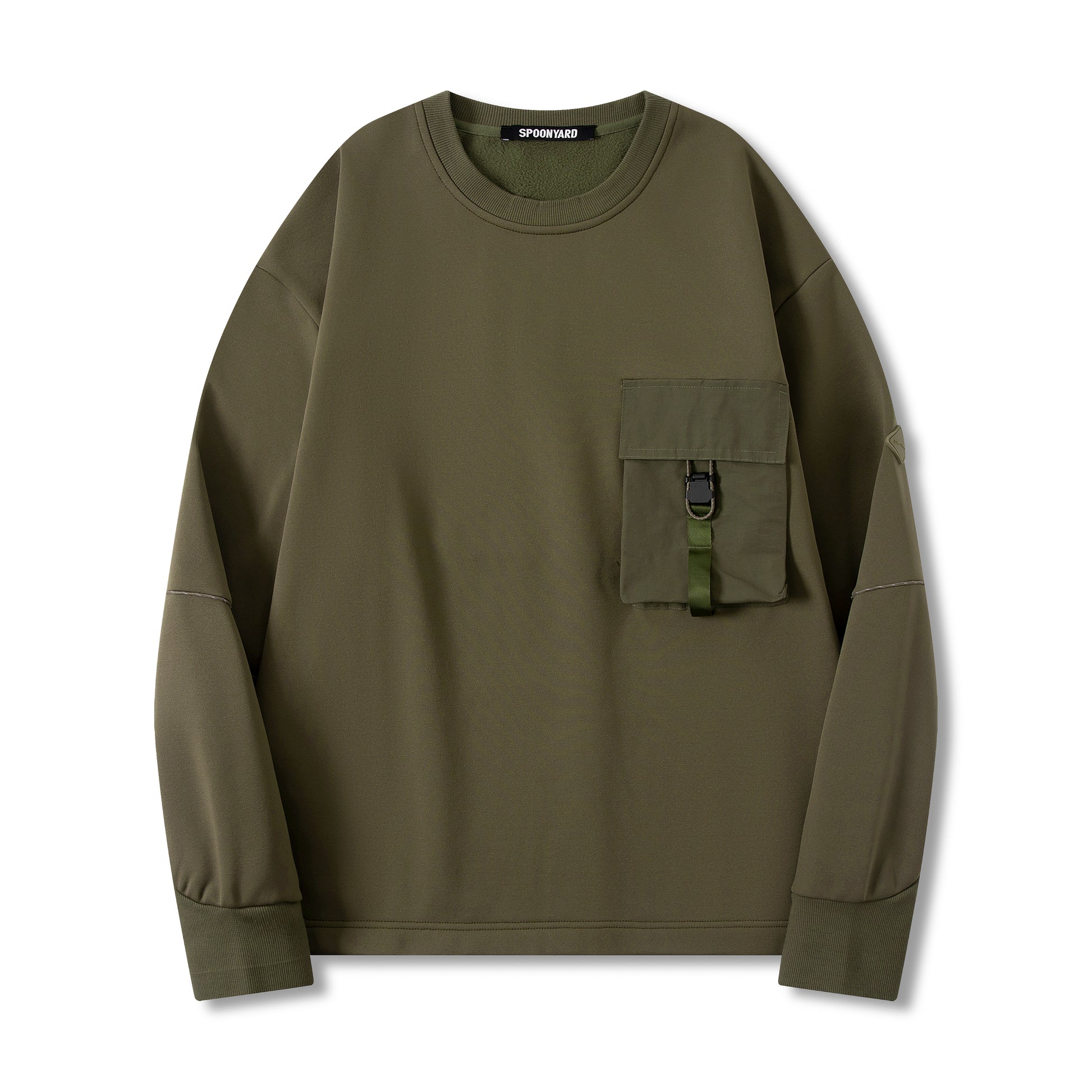 WOVEN CHEST POCKET SWEATSHIRT