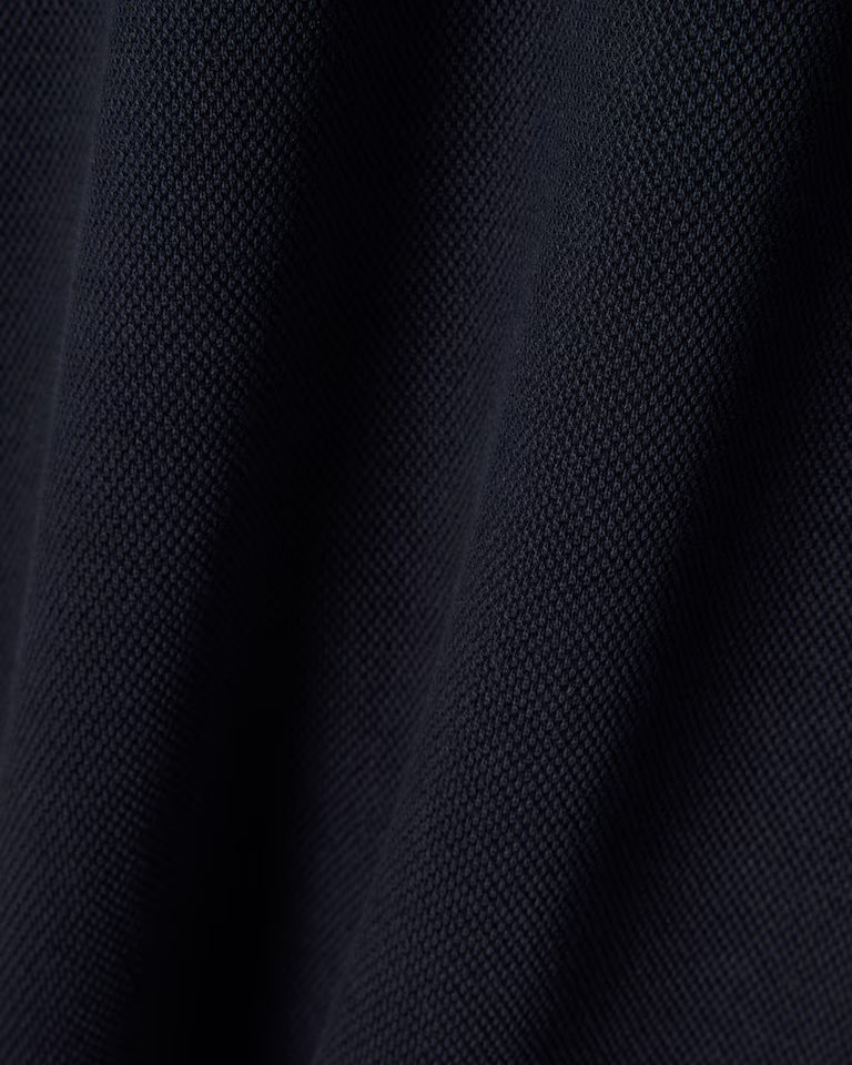 High Necked Zipped Pique Sweatshirt Navy