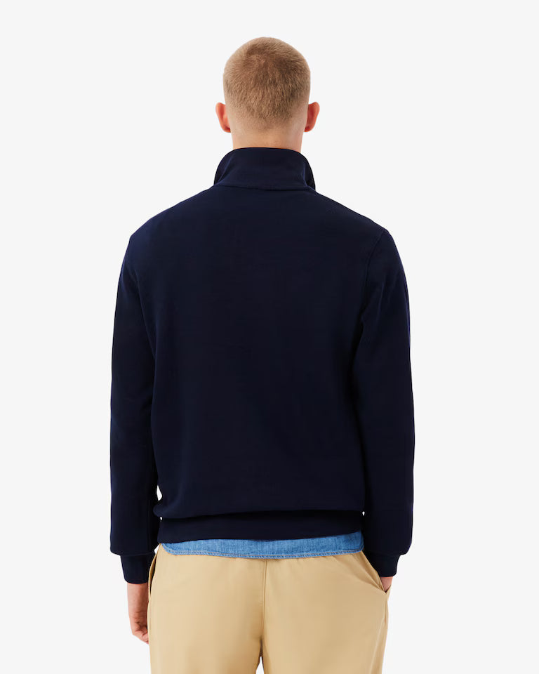 Zip-Up High Neck Interlock Sweatshirt Navy