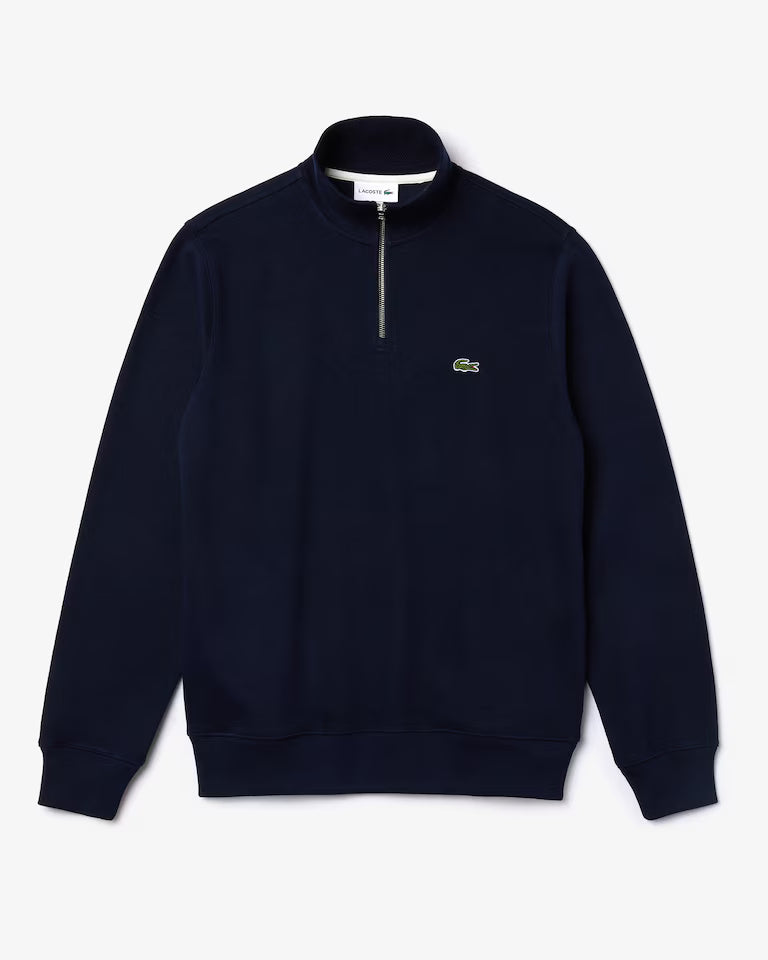 Zip-Up High Neck Interlock Sweatshirt Navy