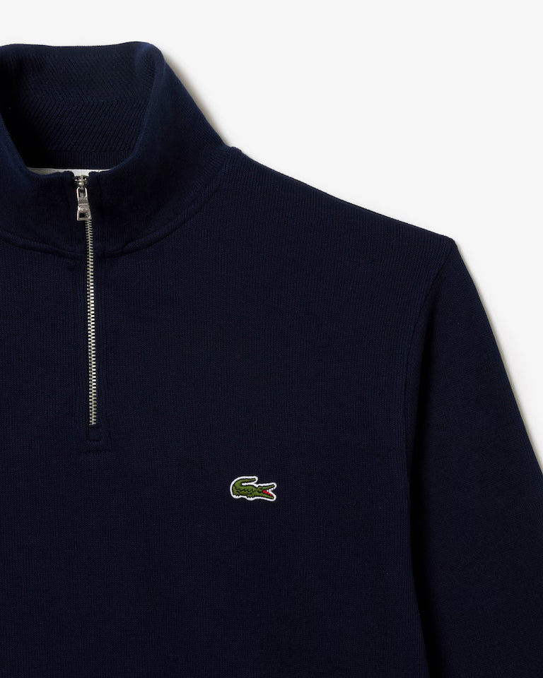 Zip-Up High Neck Interlock Sweatshirt Navy