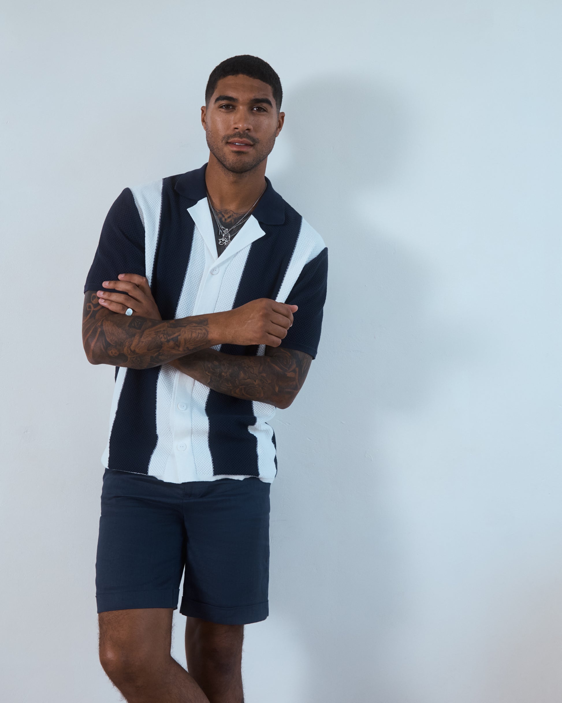 Striped Knit Shirt 01 Navy