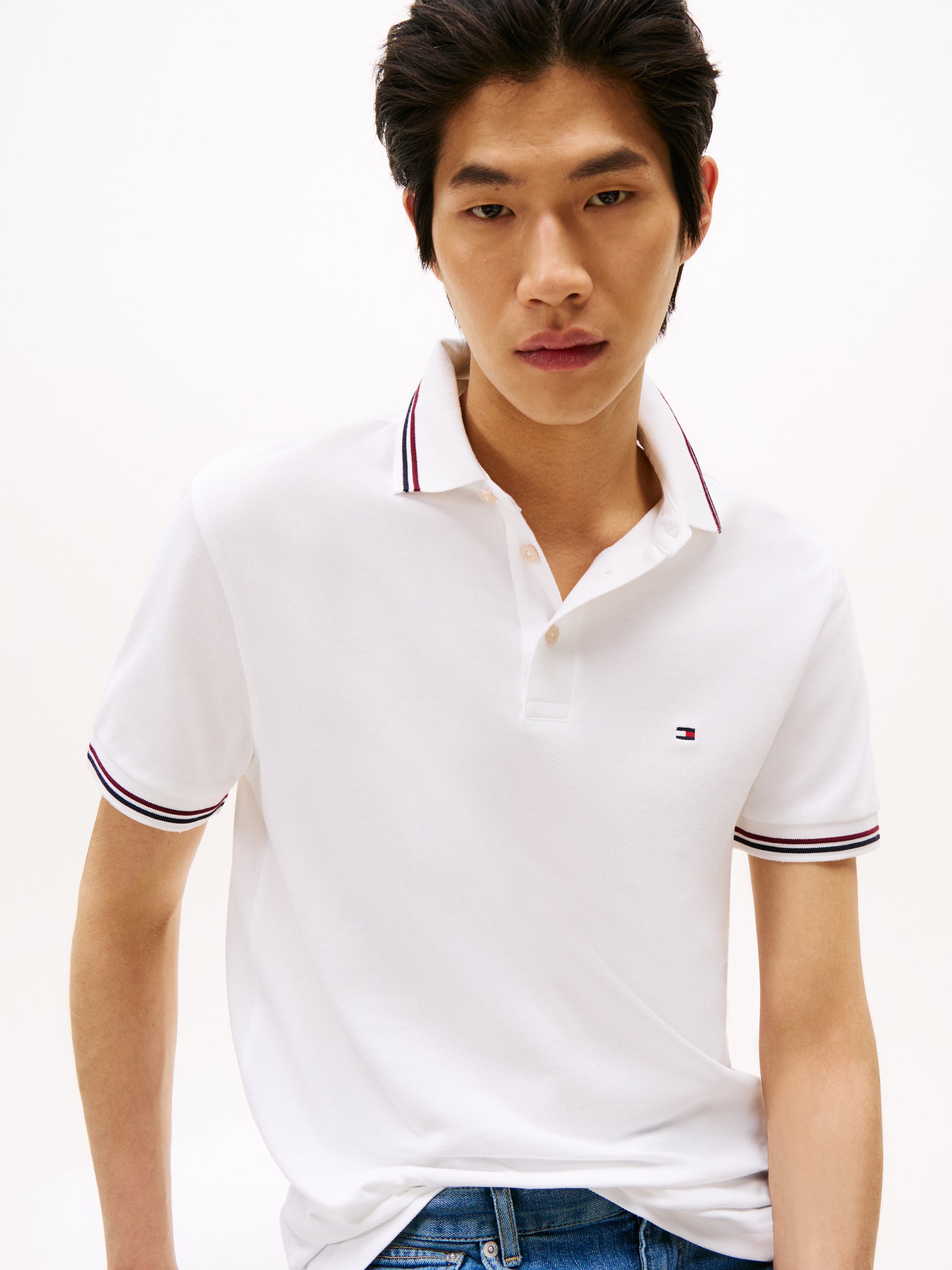 Tipped Slim Fit Polo Shirt White
