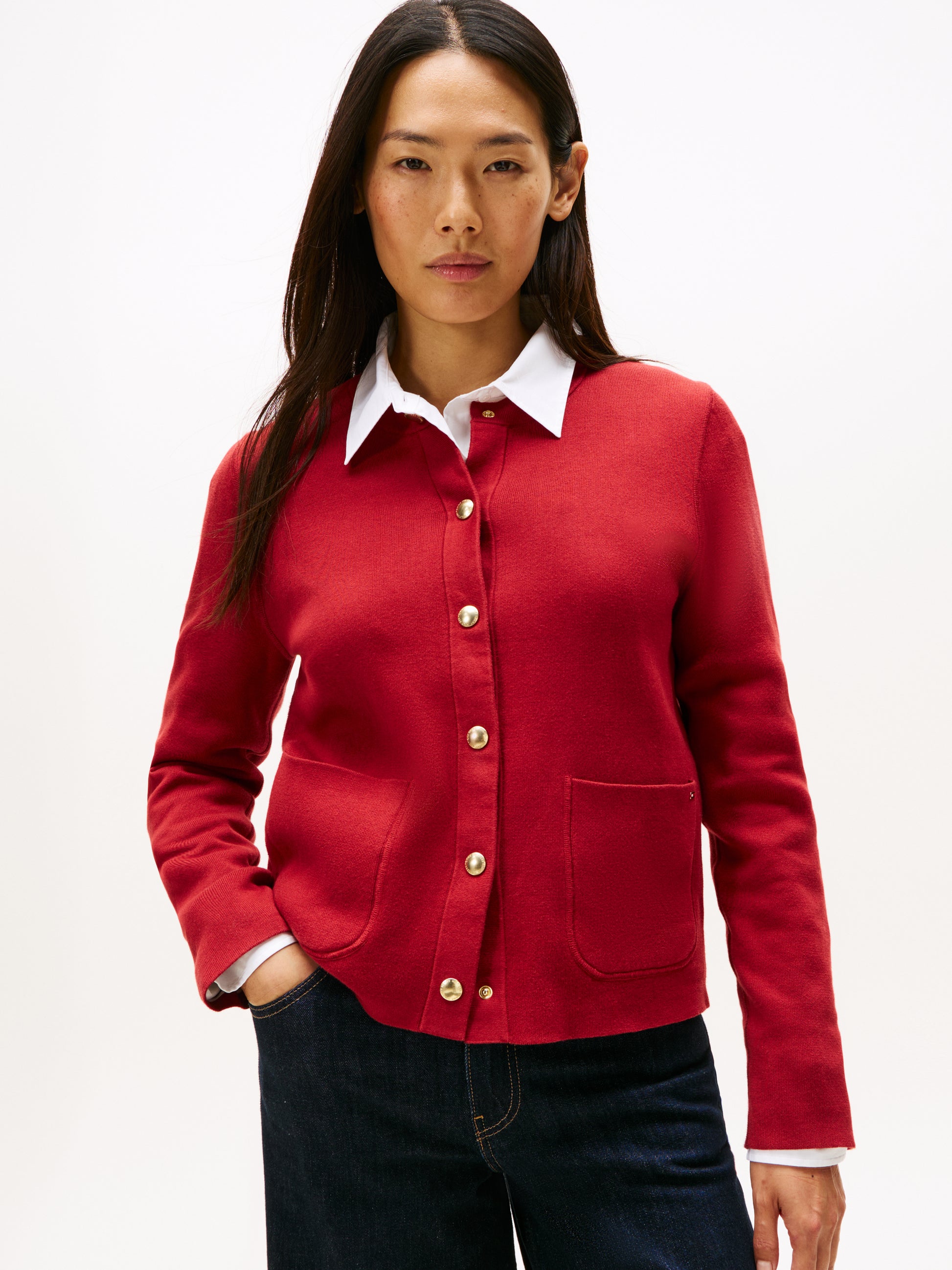 Jersey Reversible Long Sleeve Cardigan Regatta Red / Ivory