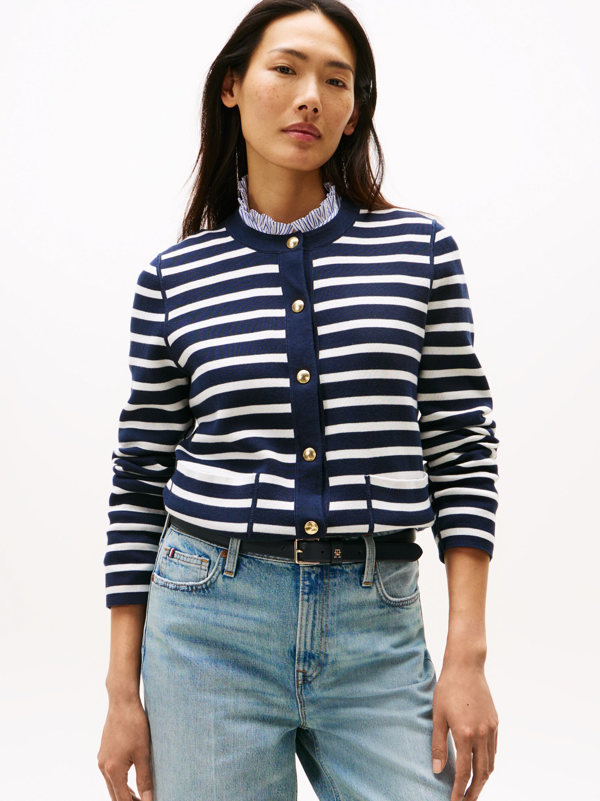 Jersey Reversible Long Sleeve Cardigan Dark Navy
