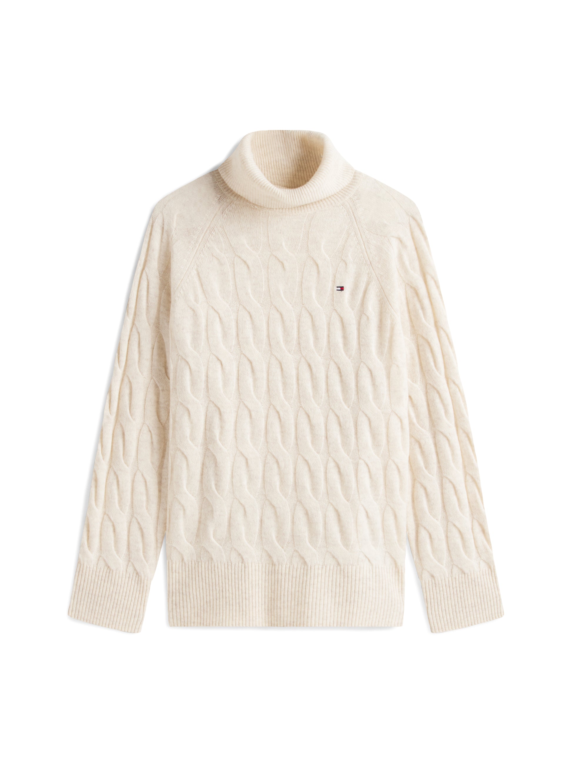 Soft Wool Cable Roll Neck Sweatshirt