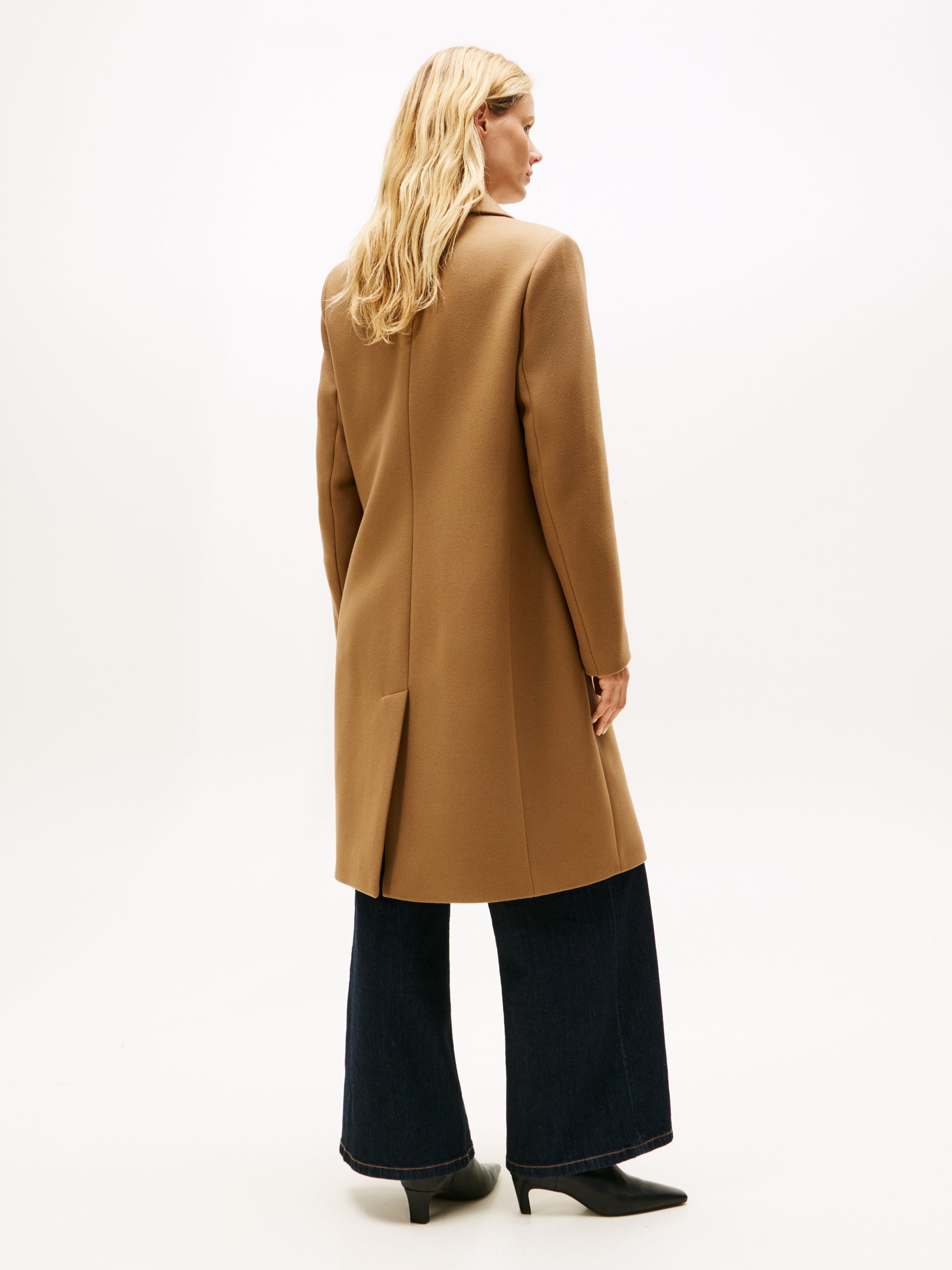 Classic Single Breasted Wool Coat Light Beige