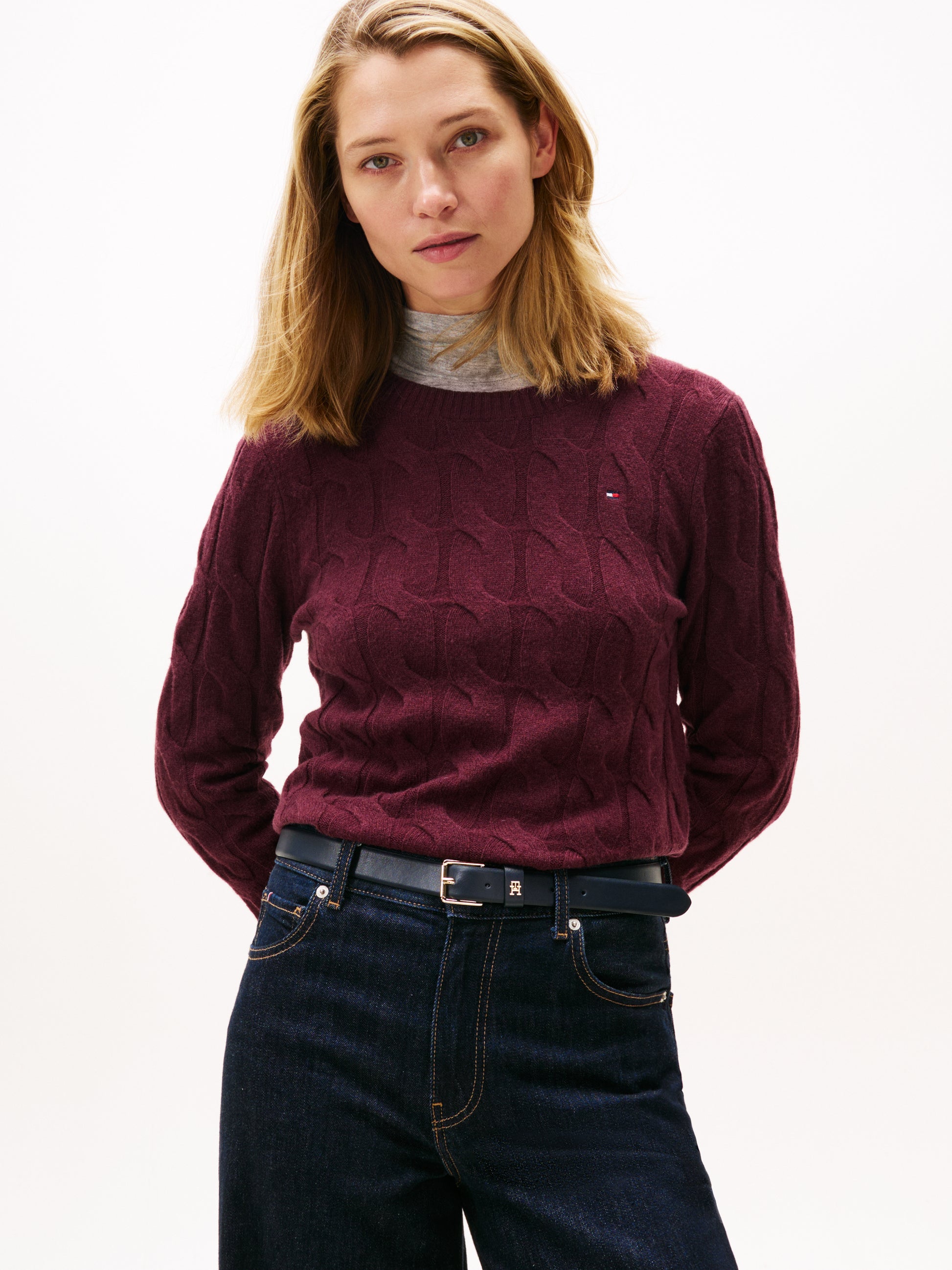 Soft Wool Crew Neck Sweatshirt Deep Burgundy