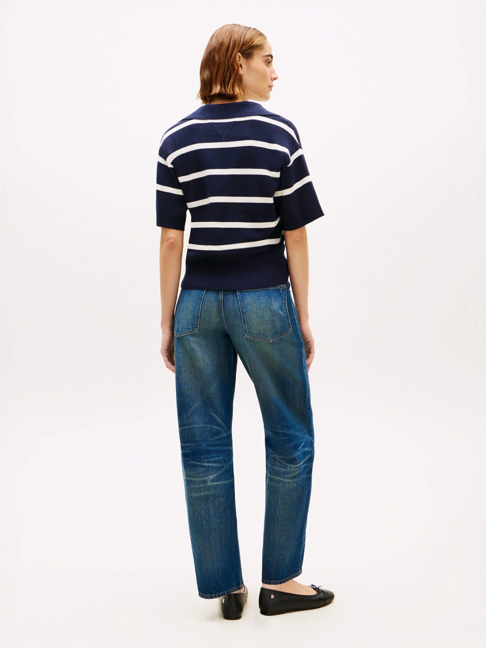 Premium Knit Relaxed Polo Jumper Navy