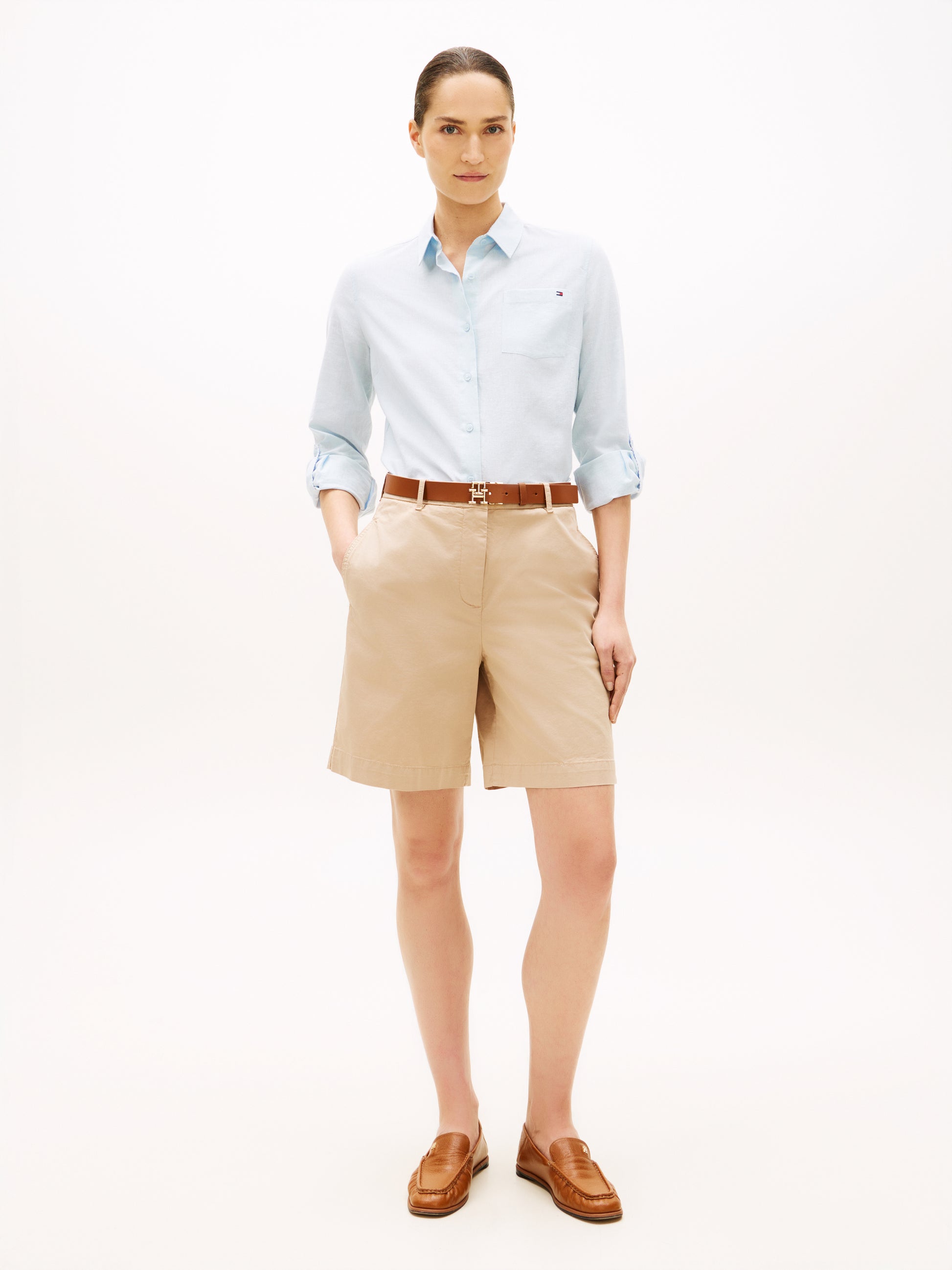 Washed Regular Chino Shorts Beige