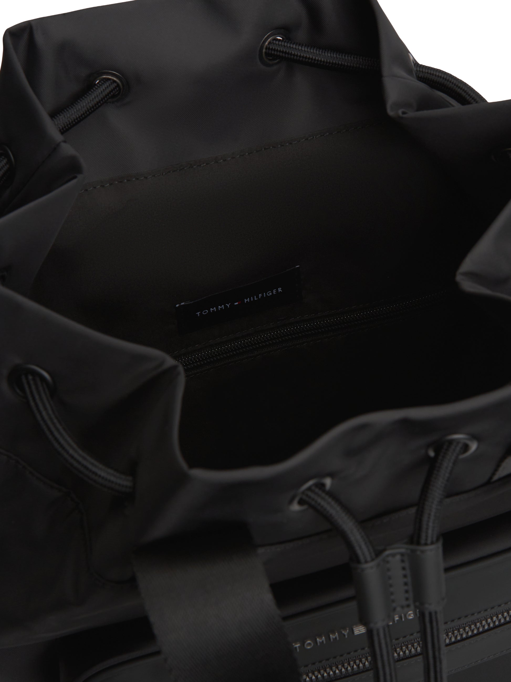 Metal Logo Sling Backpack Black