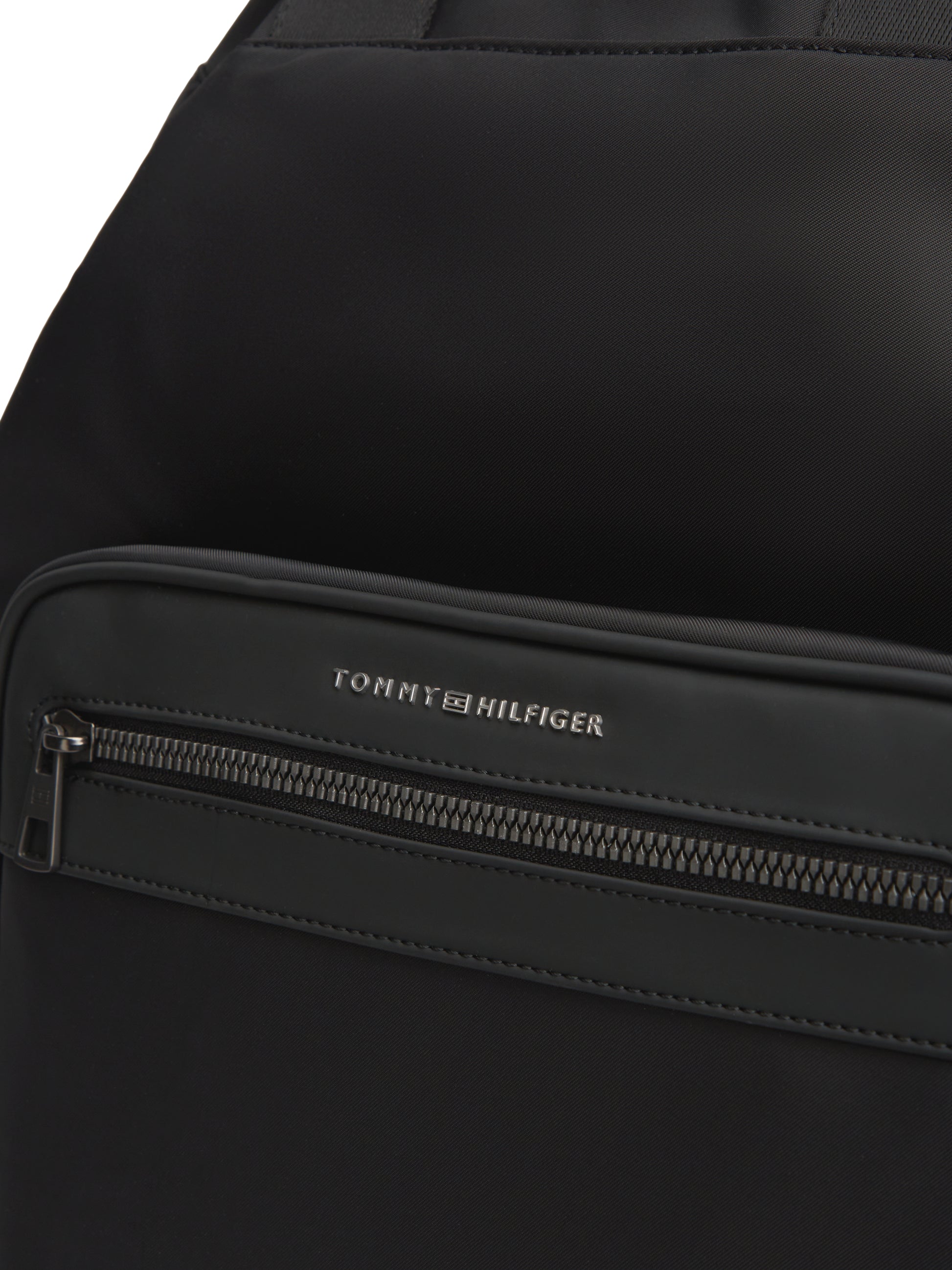 Metal Logo Sling Backpack Black