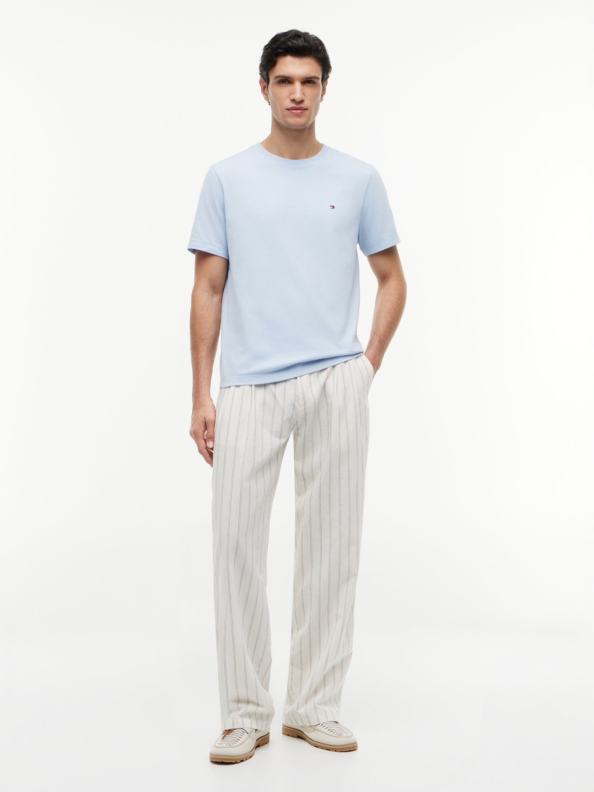Flag Embroidery Crew Neck T-Shirt