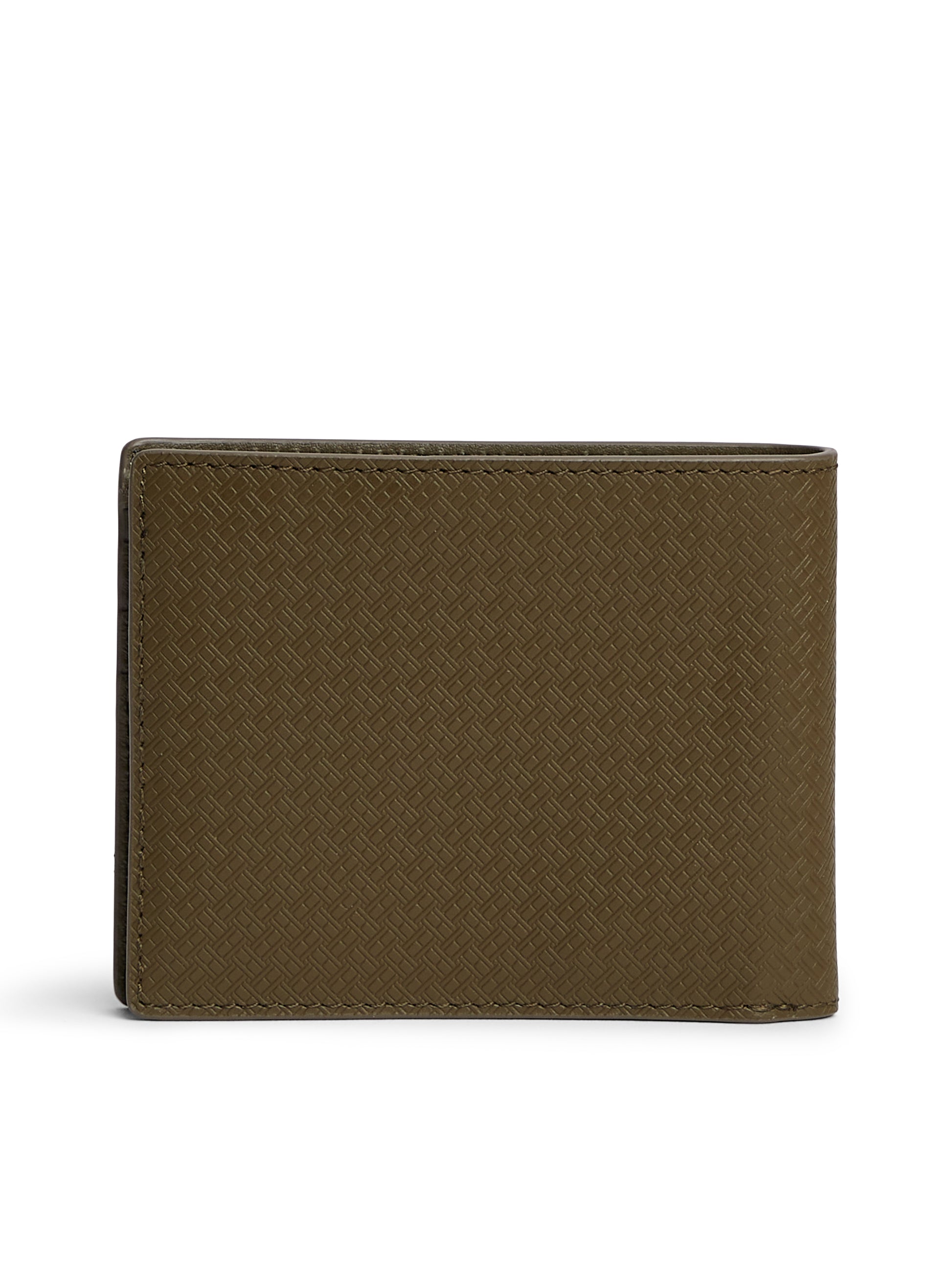 Embossed Flag Leather Card and Coin Wallet Willow Green