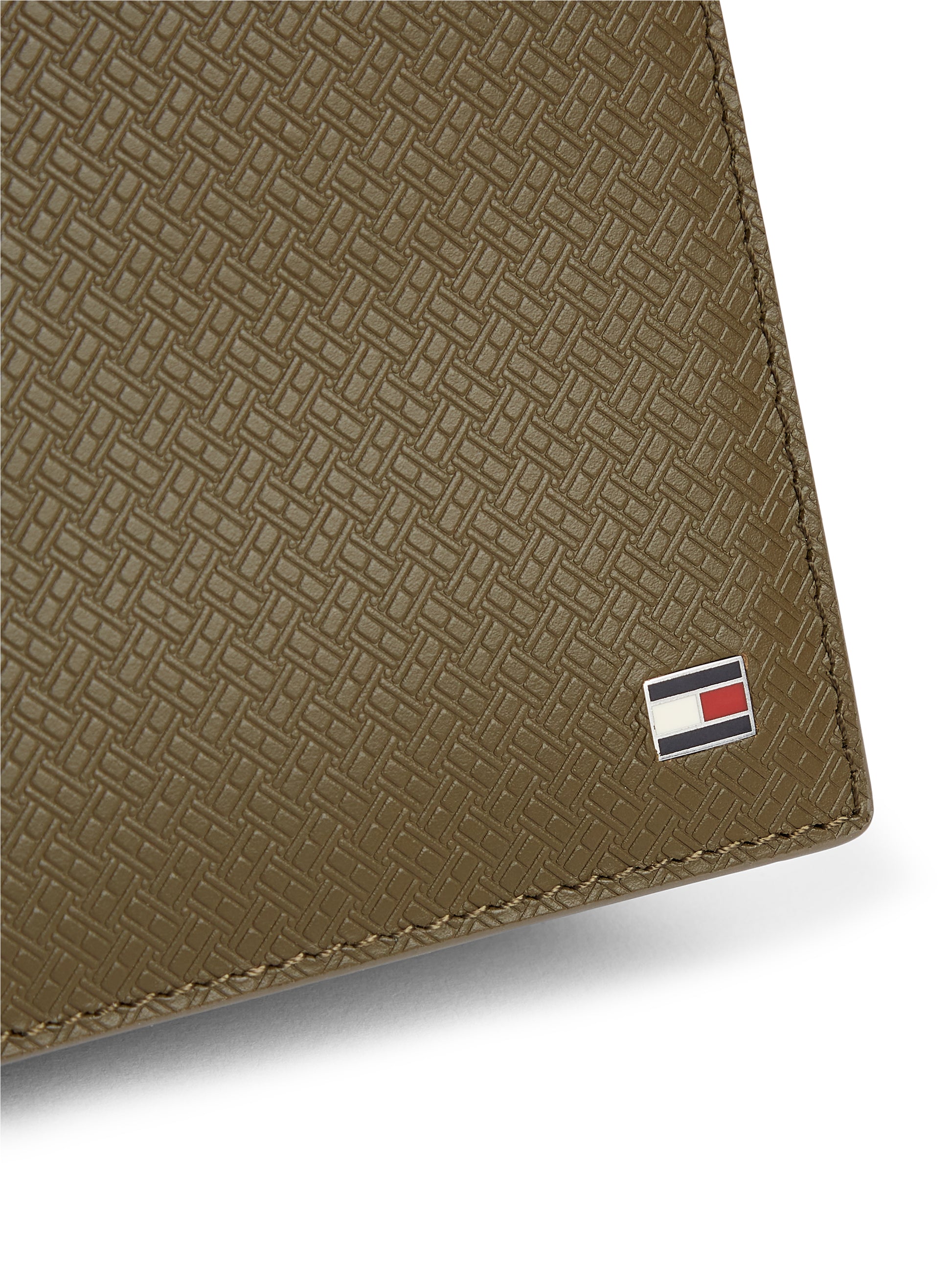 Embossed Flag Leather Card and Coin Wallet Willow Green
