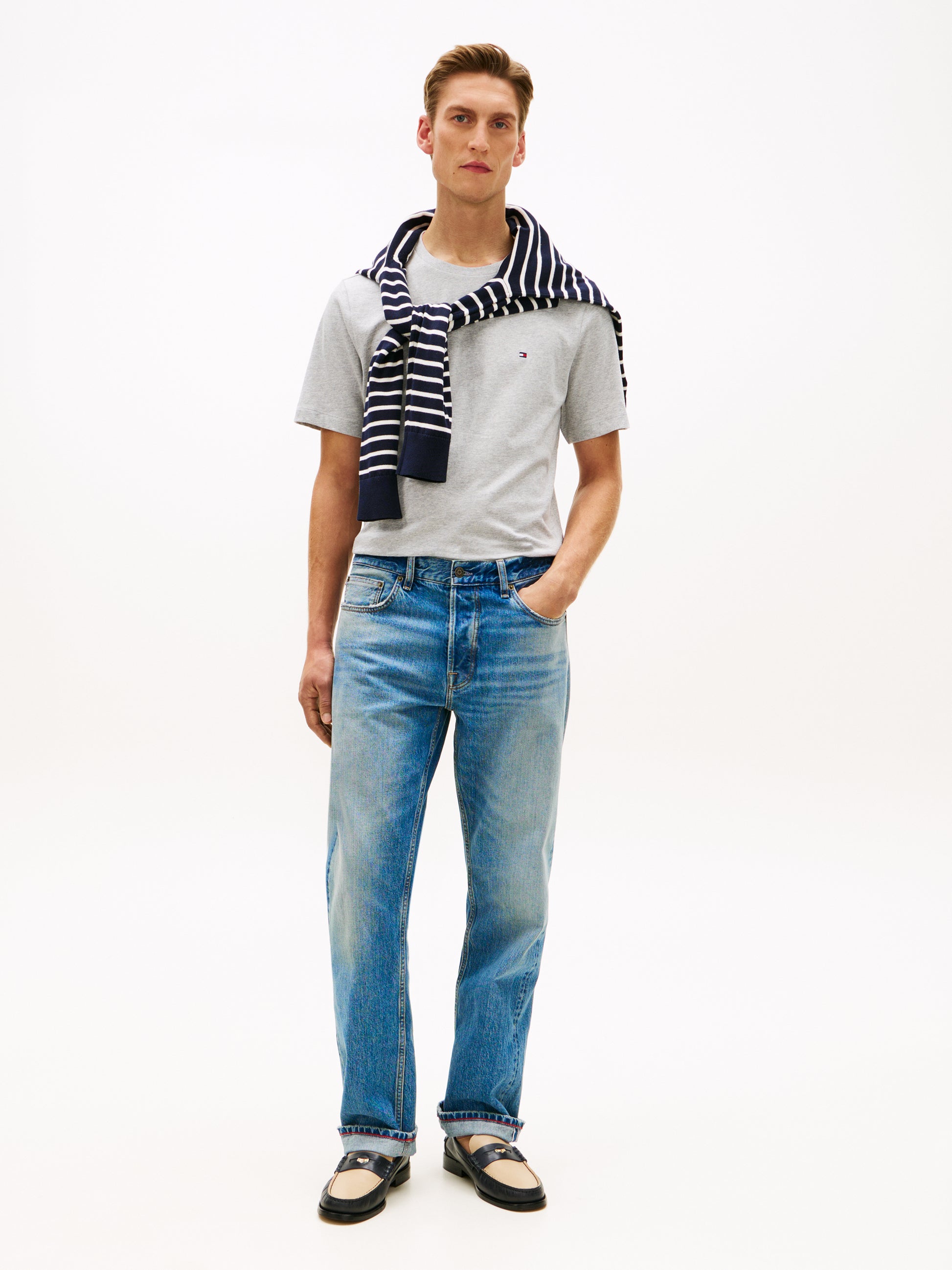 Flag Embroidery Crew Neck T-Shirt