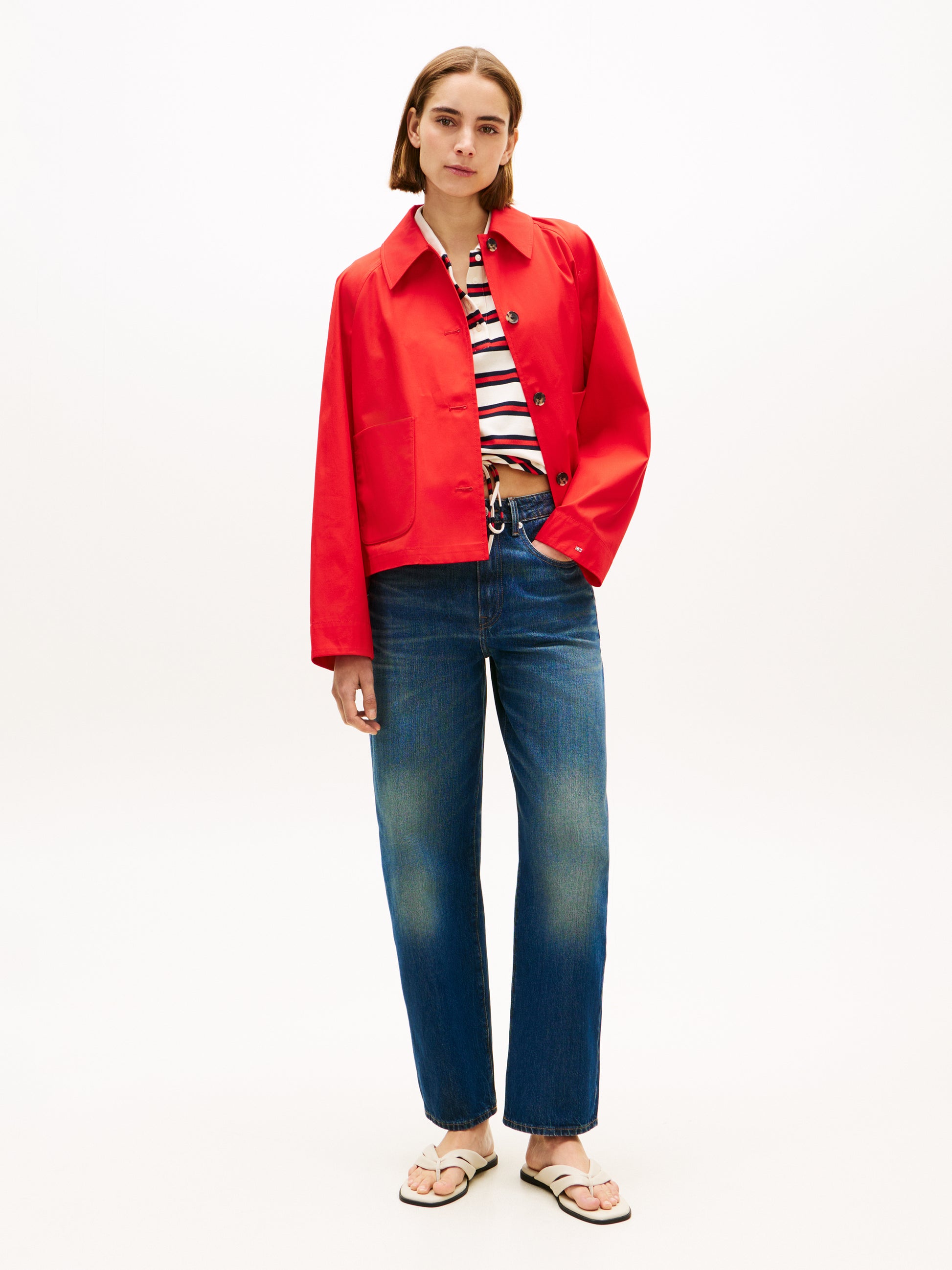 Water Repellent Collared Relaxed Short Jacket