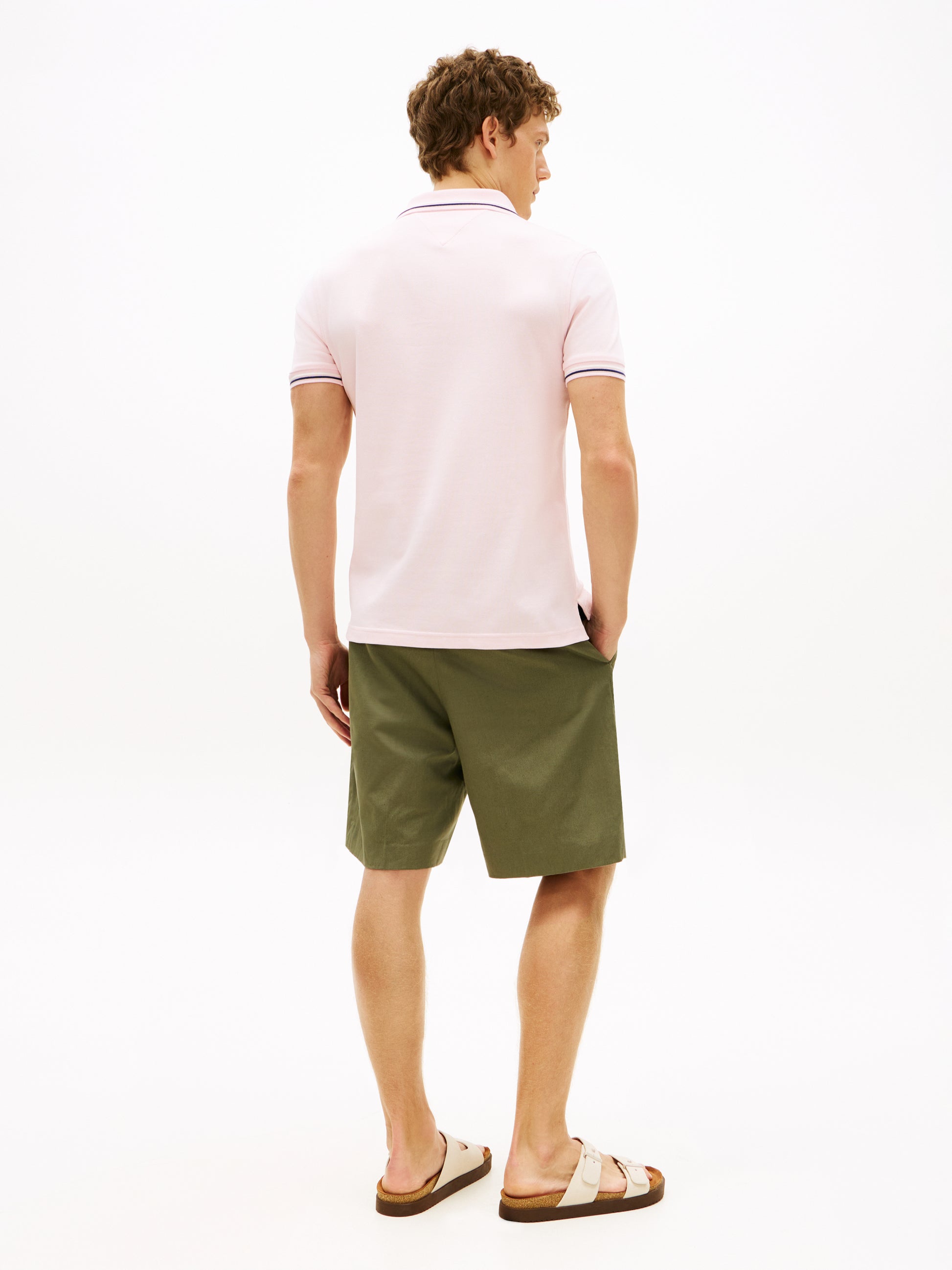 Tipped Slim Fit Polo Shirt Pink Lily