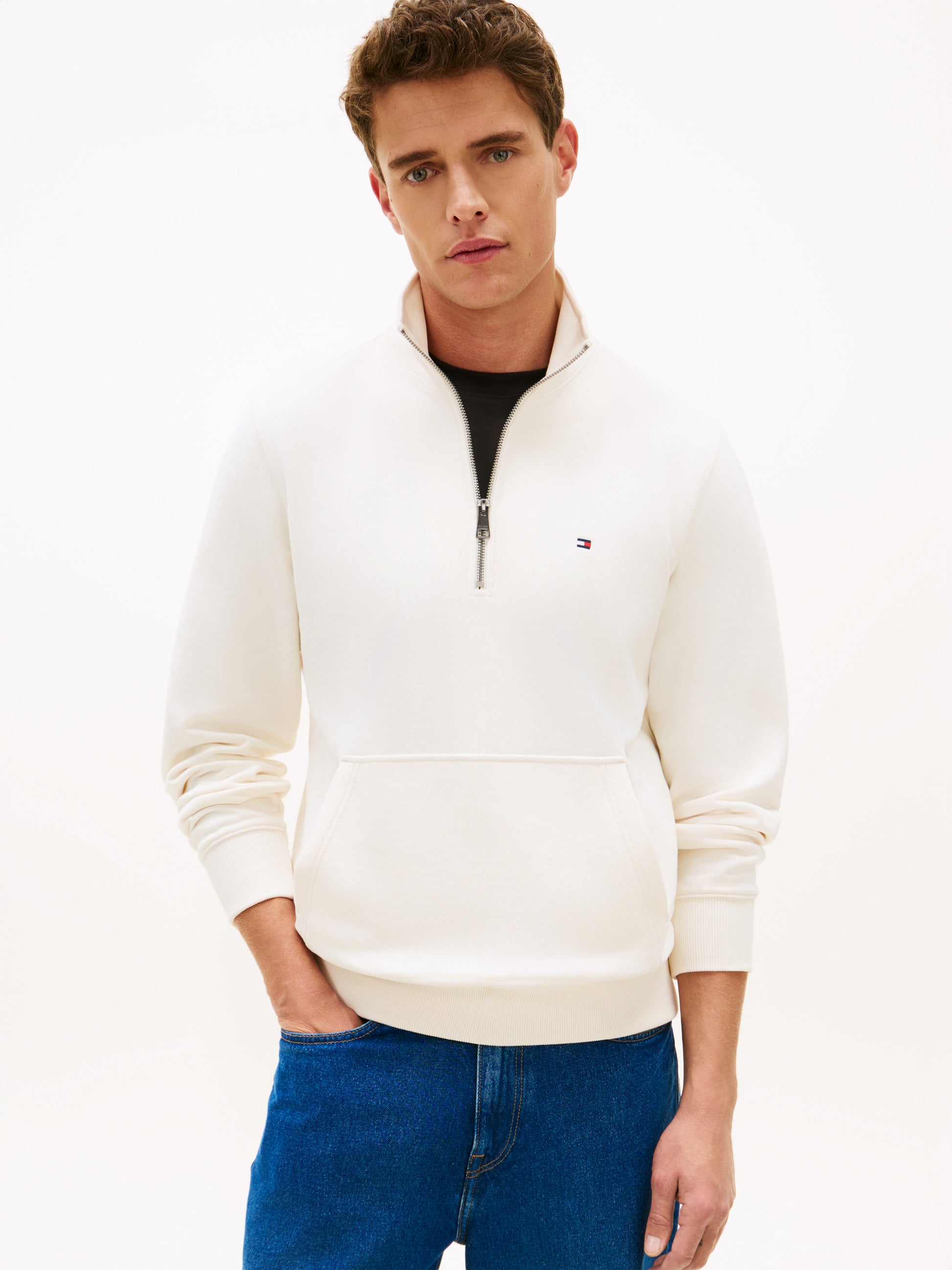 Fleece Half Zip Jumper Ivory Petal