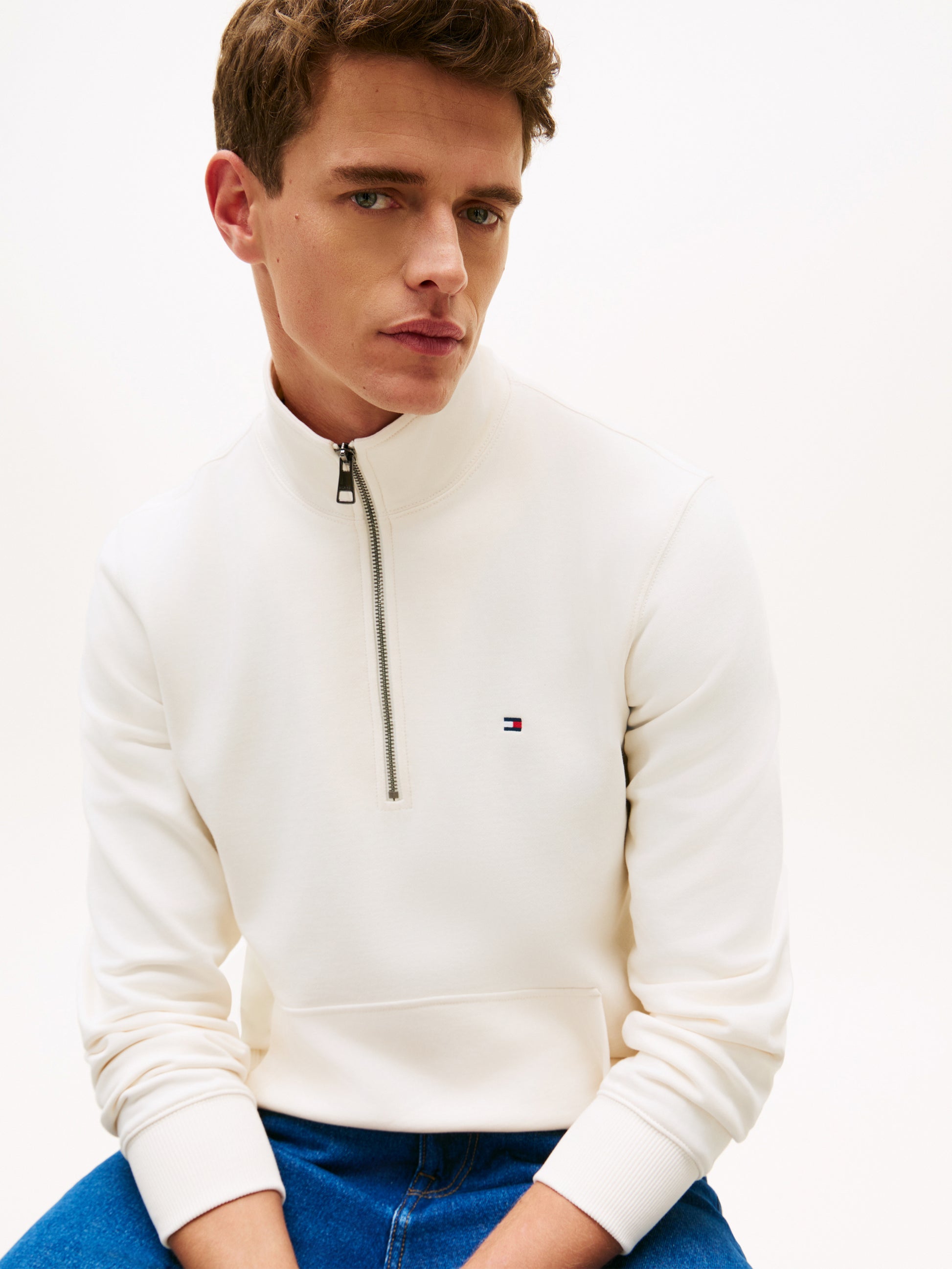 Fleece Half Zip Jumper Ivory Petal