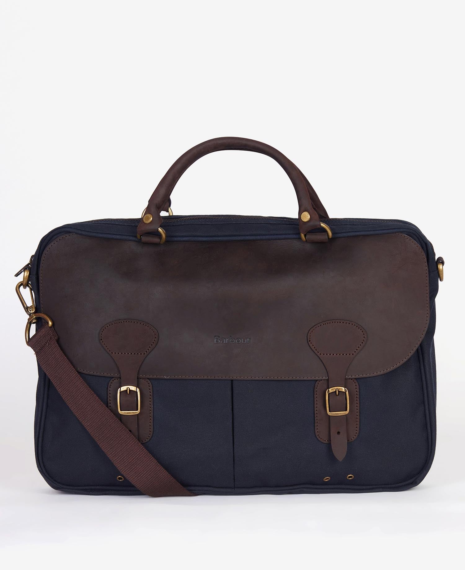 Wax Leather Briefcase - Navy