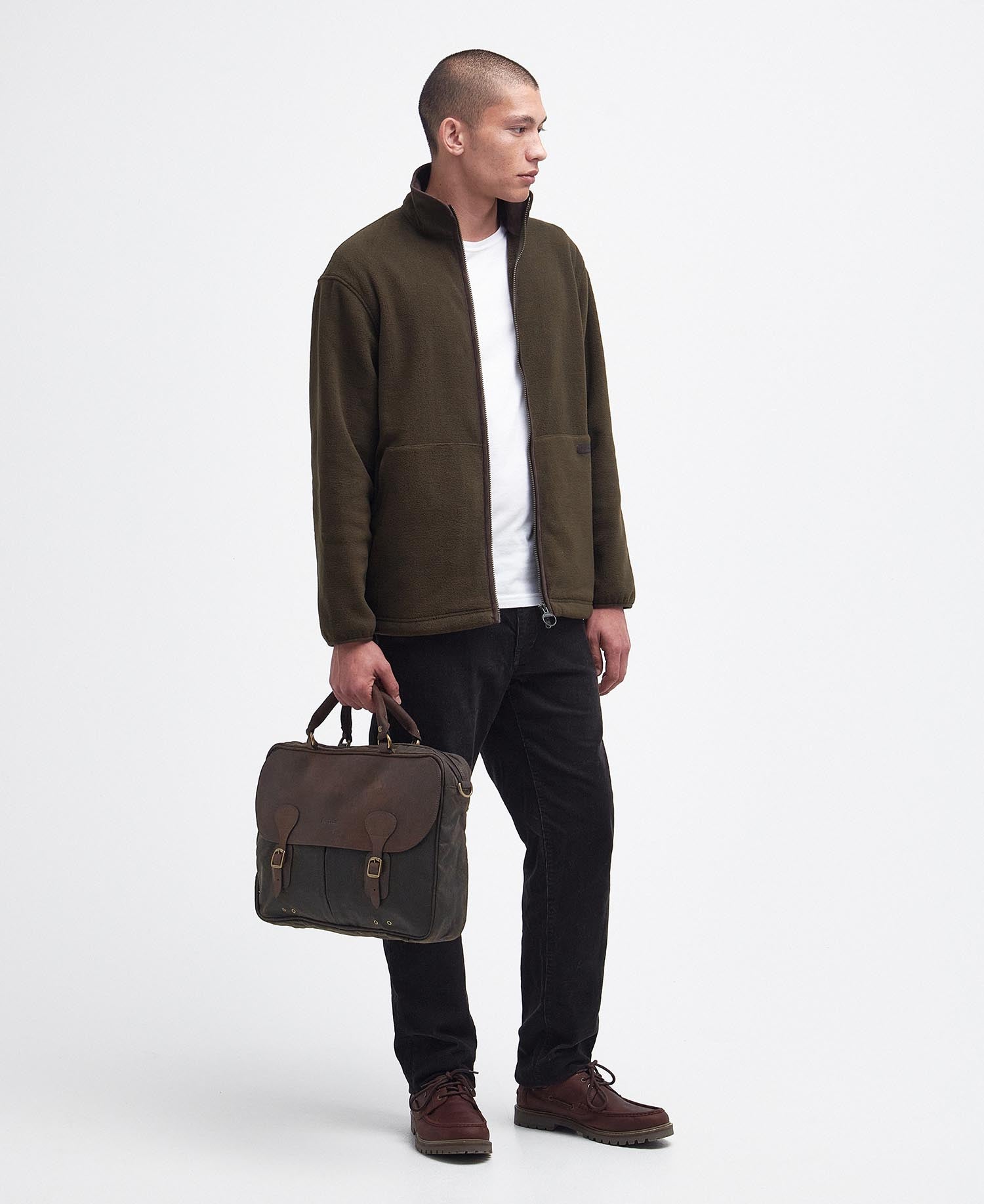 Wax Leather Briefcase - Olive