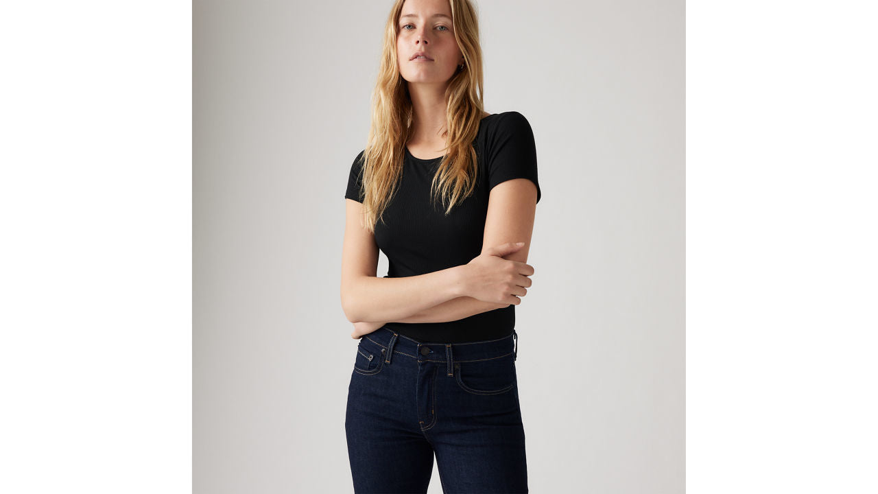 724 High Rise Straight Blue Wave