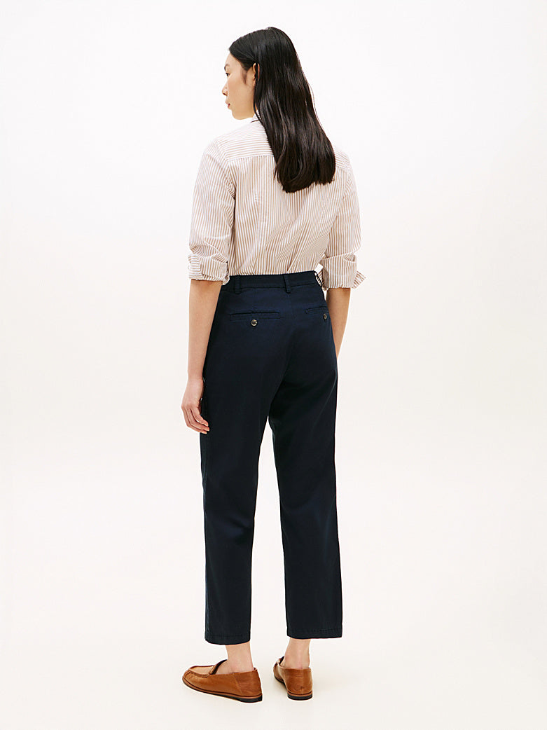 Washed Slim Straight Leg Chinos Navy