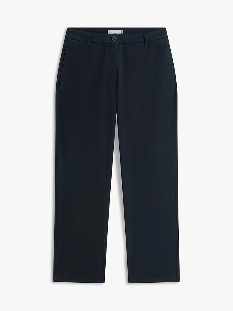 Washed Slim Straight Leg Chinos Navy